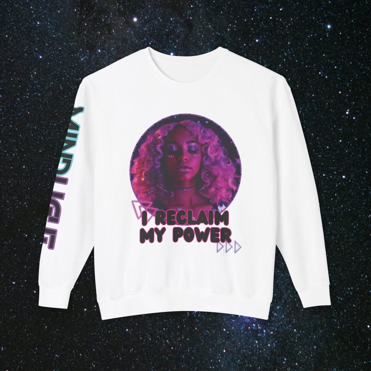 'Neon Goddess' Reclamation - Long - sleeved Women's Tee - MindLight Apparel - 'Neon Goddess' Reclamation - Long - sleeved Women's Tee - White - S -