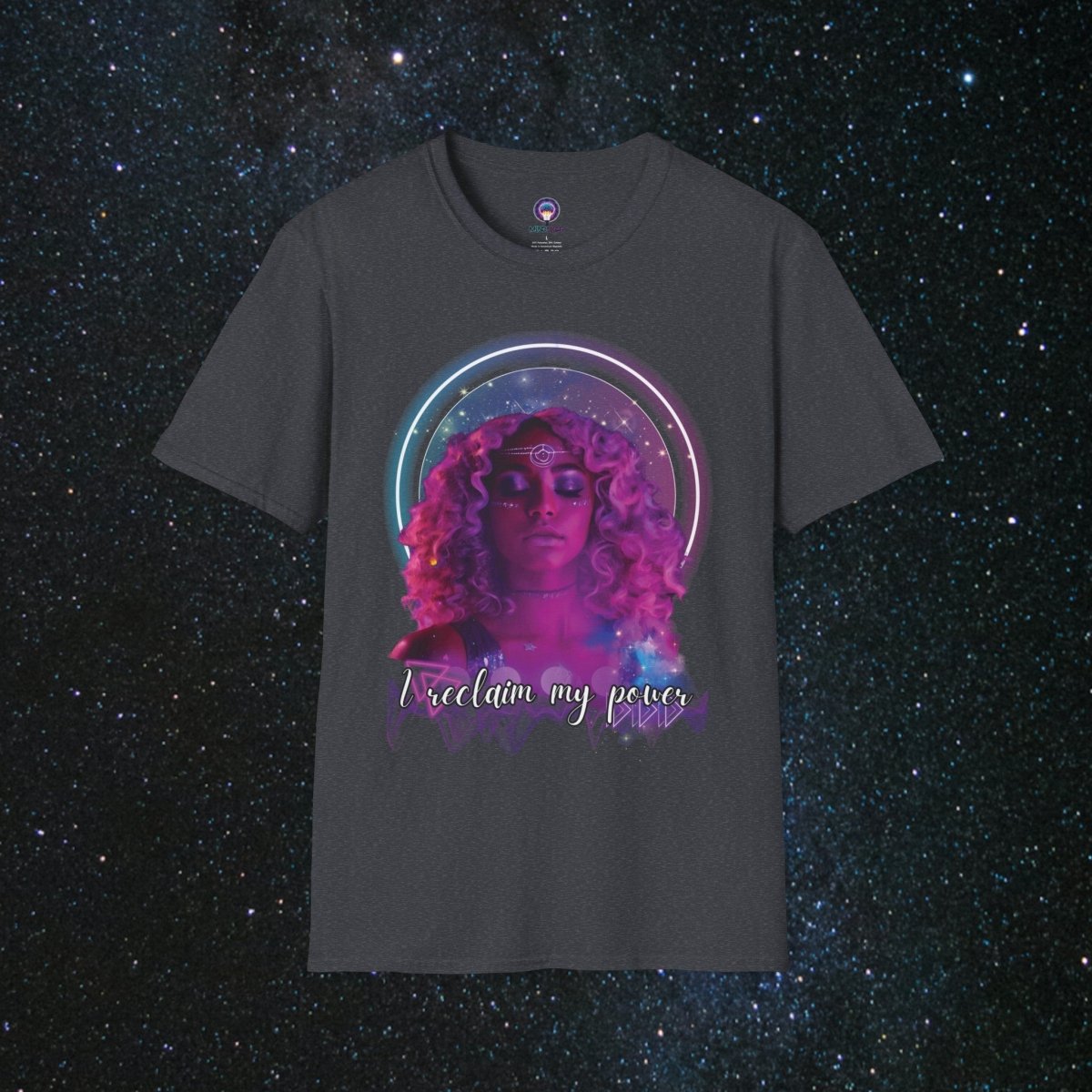 'Neon Goddess' Reclamation - Softstyle Women's Tee - MindLight Apparel - 'Neon Goddess' Reclamation - Softstyle Women's Tee - Dark Heather Grey - XS -