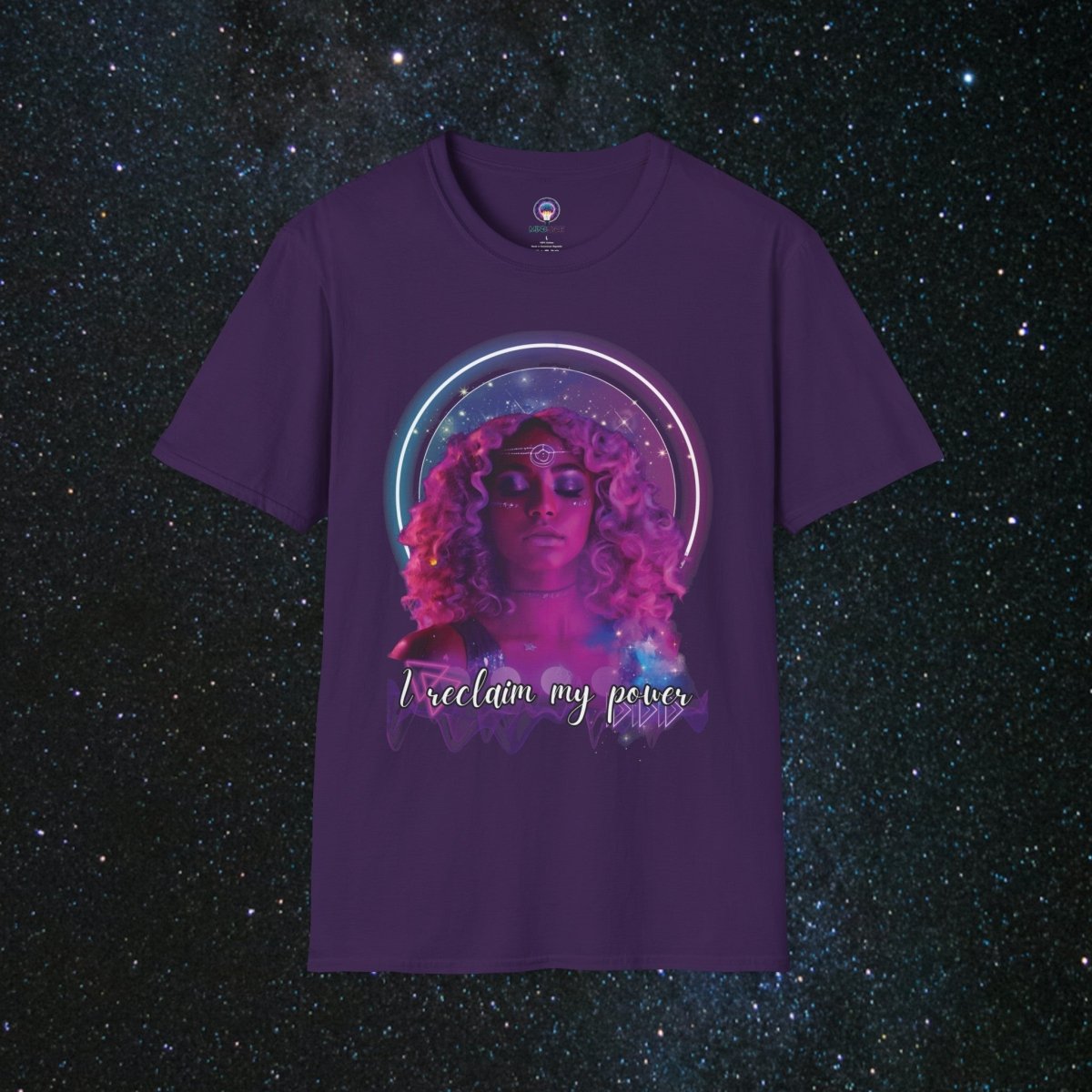 'Neon Goddess' Reclamation - Softstyle Women's Tee - MindLight Apparel - 'Neon Goddess' Reclamation - Softstyle Women's Tee - Purple - S -