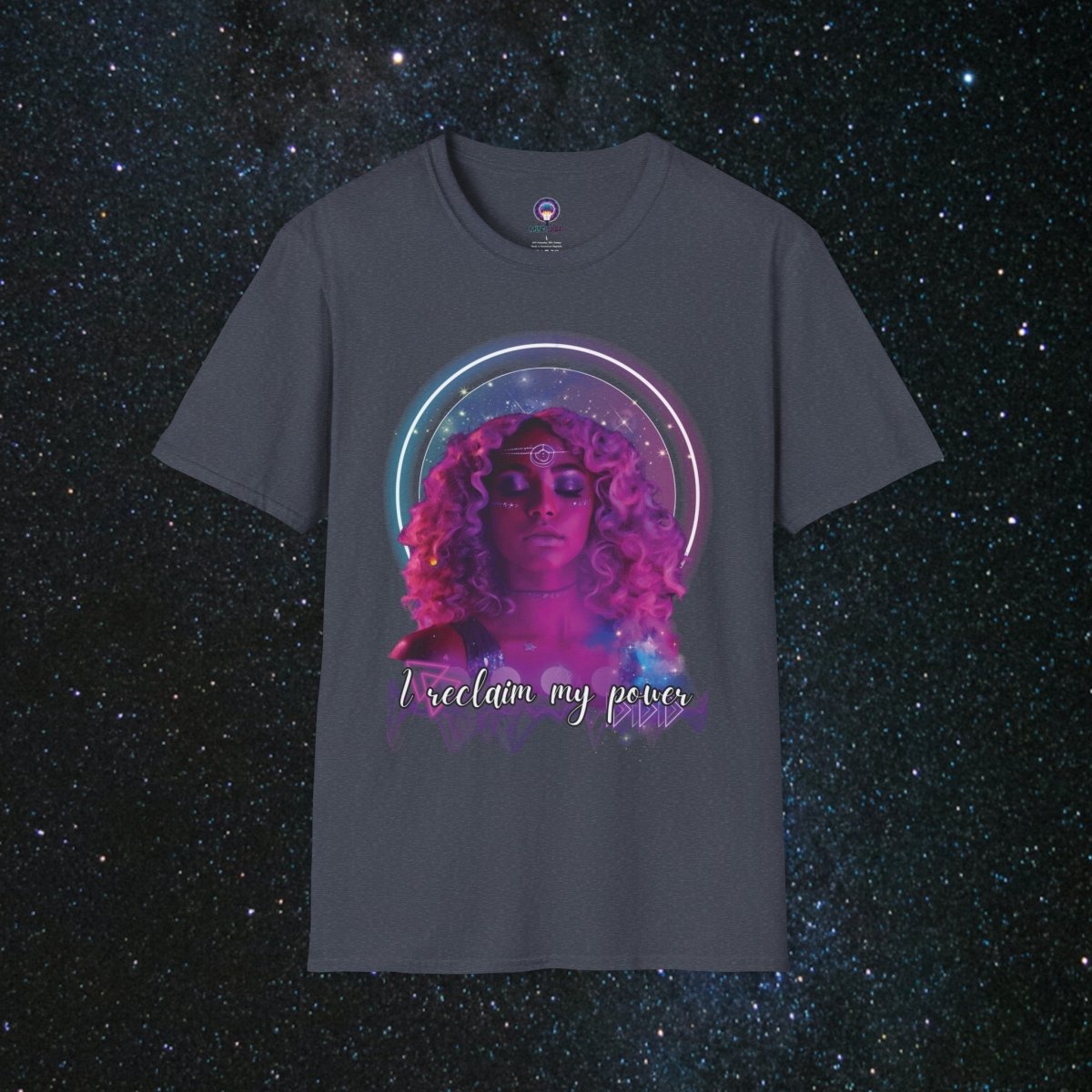 'Neon Goddess' Reclamation - Softstyle Women's Tee - MindLight Apparel - 'Neon Goddess' Reclamation - Softstyle Women's Tee - Heather Navy - XS -