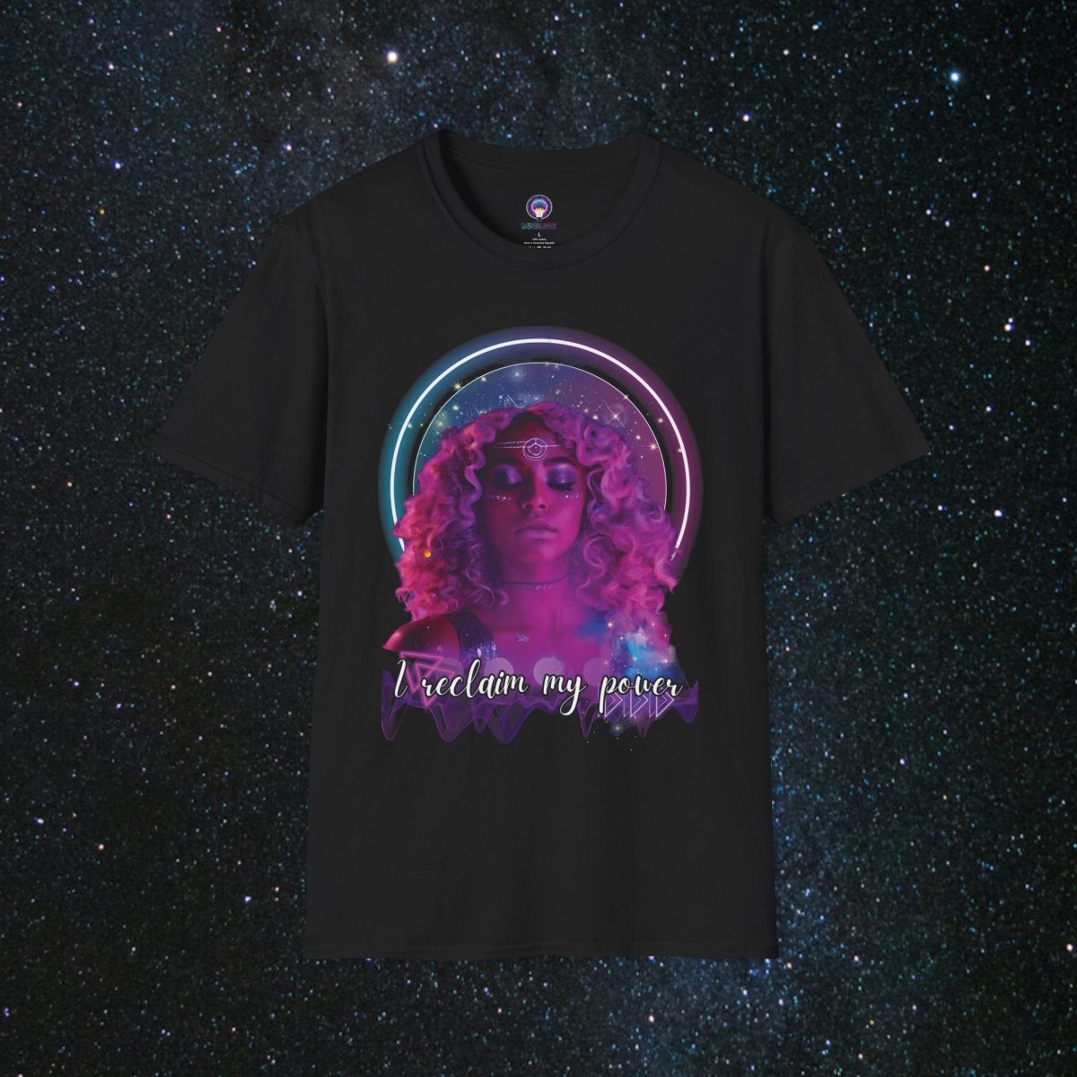 'Neon Goddess' Reclamation - Softstyle Women's Tee - MindLight Apparel - 'Neon Goddess' Reclamation - Softstyle Women's Tee - Black - XS -
