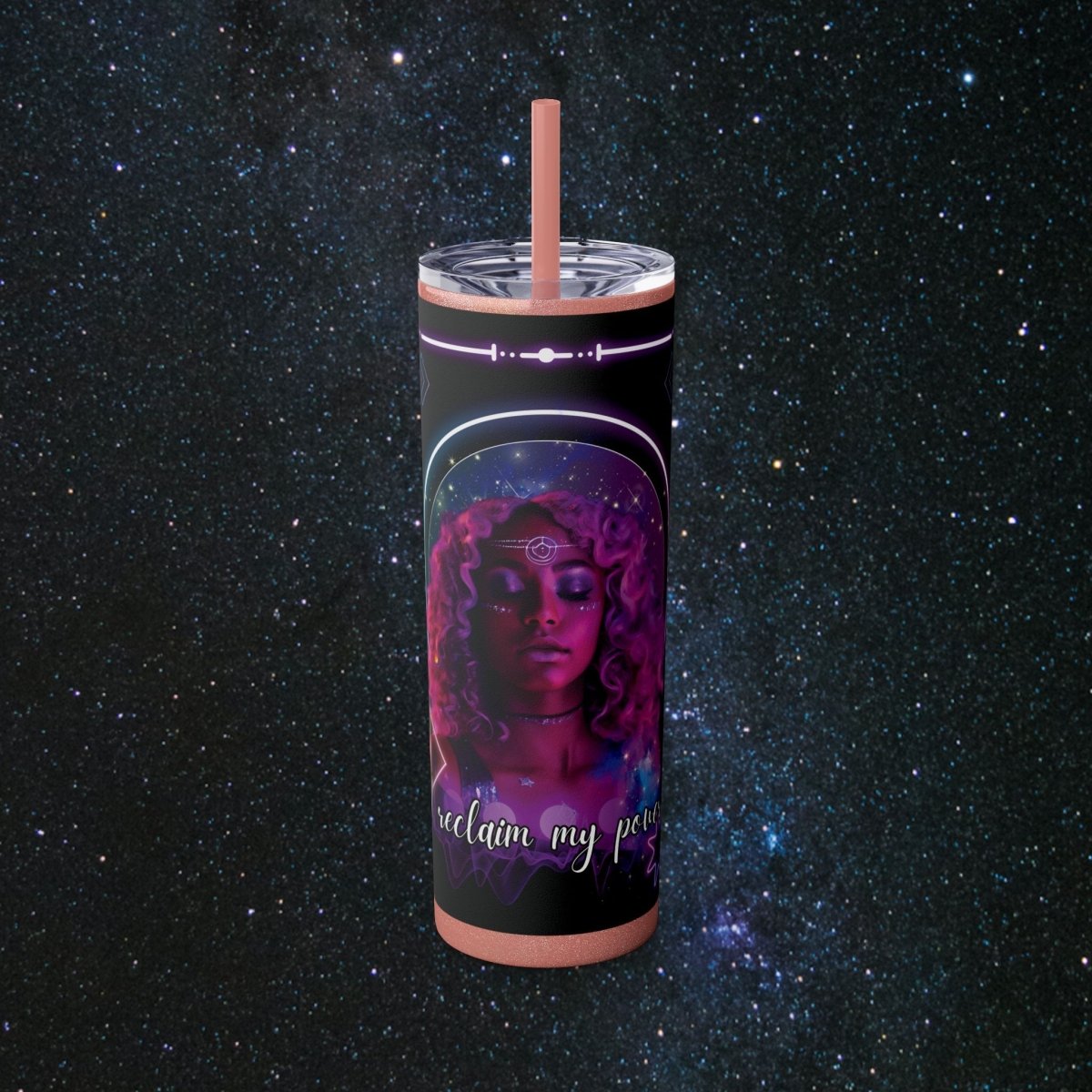'Neon Goddess' Reclamation - Tumbler - MindLight Apparel - 'Neon Goddess' Reclamation - Tumbler - Glossy - Glitter Dusty Rose -