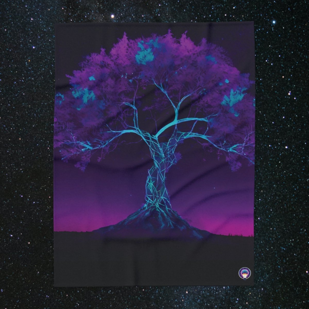 Neon Tree of Life Fleece Blanket - MindLight Apparel - Neon Tree of Life Fleece Blanket - 60" × 80" - -