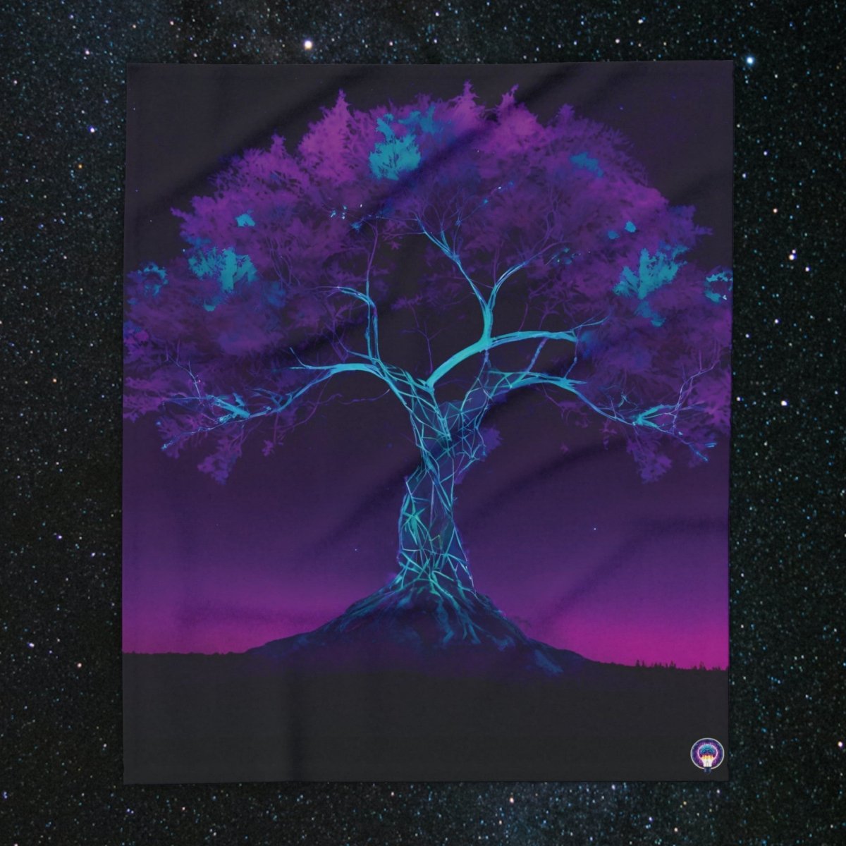 Neon Tree of Life Fleece Blanket - MindLight Apparel - Neon Tree of Life Fleece Blanket - 50" × 60" - -