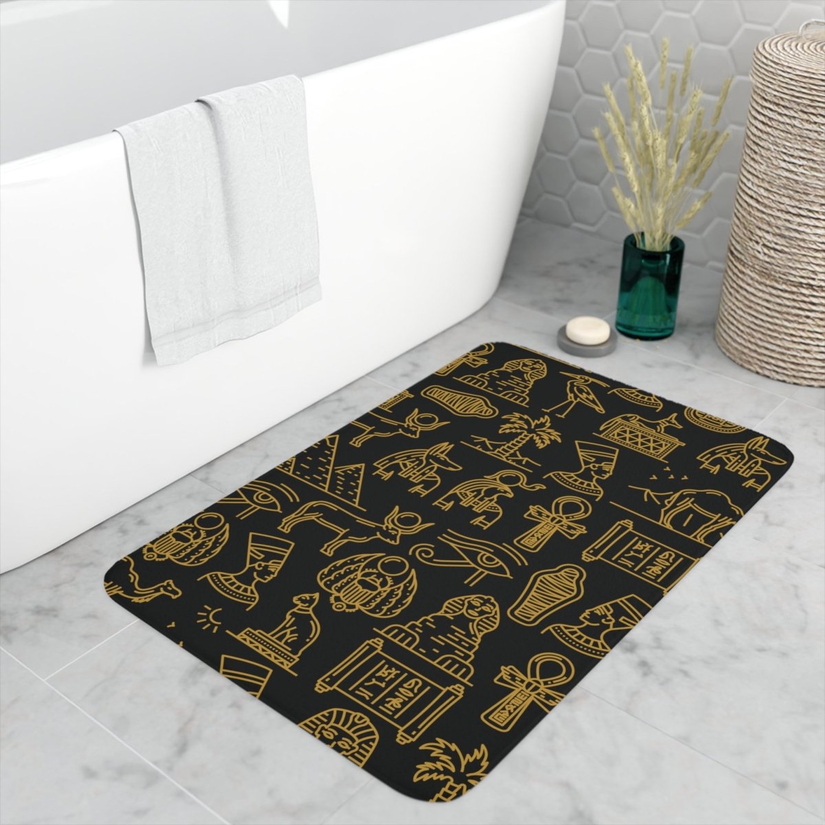 Nile Mystique Memory Foam Bath Mat - MindLight Apparel - Nile Mystique Memory Foam Bath Mat - White - 30” x 18” -