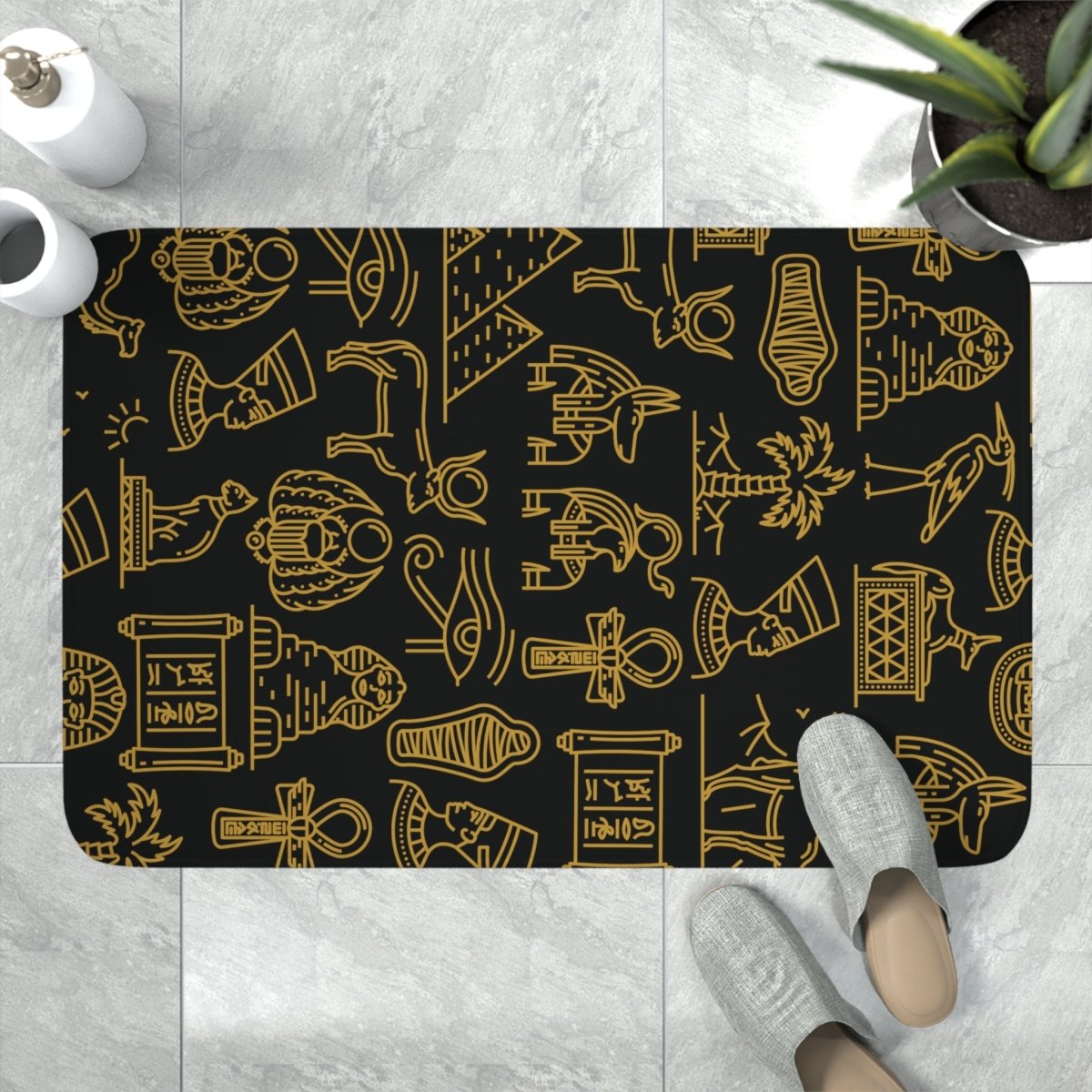 Nile Mystique Memory Foam Bath Mat - MindLight Apparel - Nile Mystique Memory Foam Bath Mat - White - 36” x 24” -