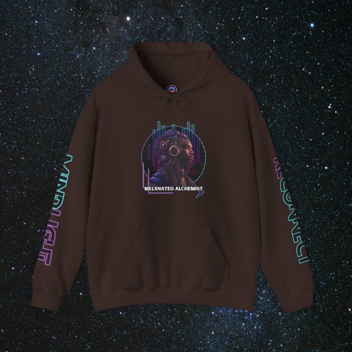 NoirAlchemy Glow - Transmute Unisex Pullover Hoodie - MindLight Apparel - NoirAlchemy Glow - Transmute Unisex Pullover Hoodie - Dark Chocolate - S -