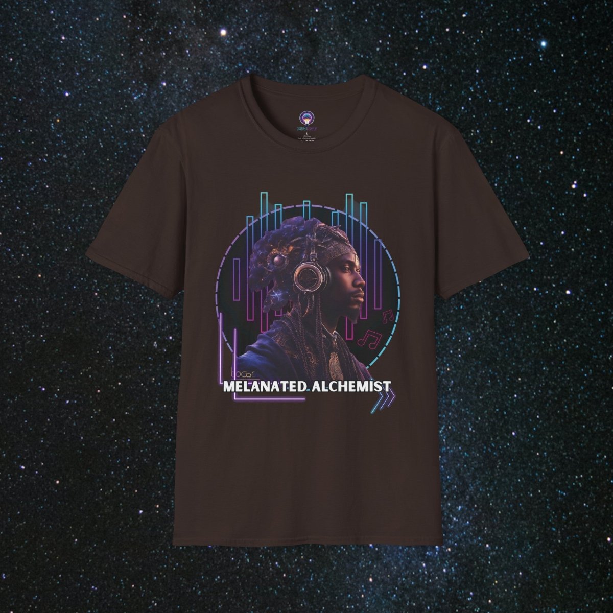 NoirAlchemy Glow - Transmute Unisex Softstyle T-Shirt - MindLight Apparel - NoirAlchemy Glow - Transmute Unisex Softstyle T-Shirt - Dark Chocolate - S -