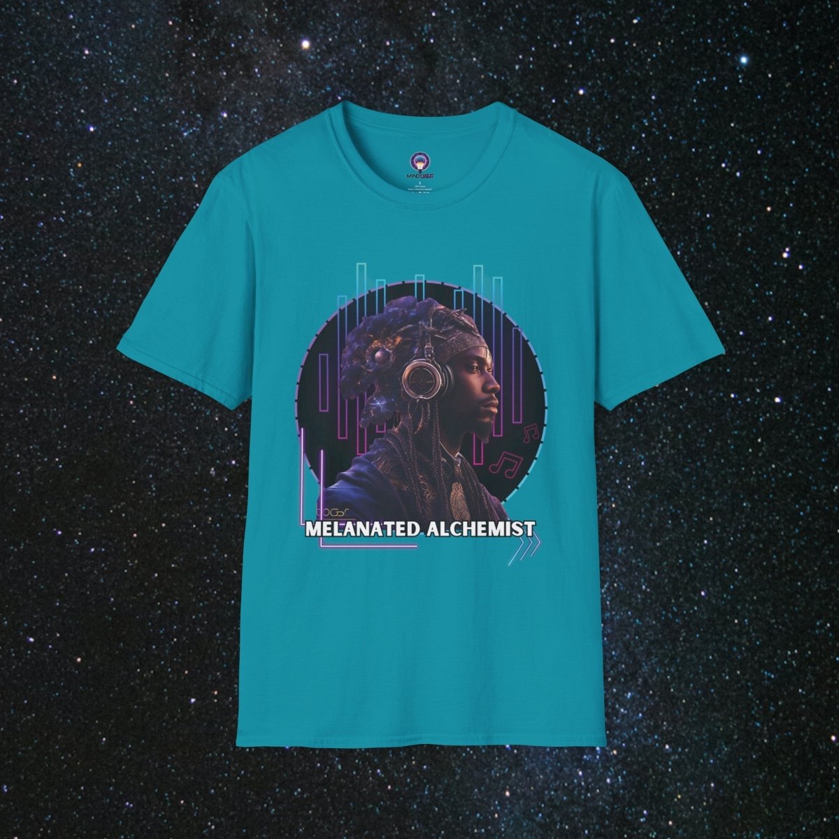 NoirAlchemy Glow - Transmute Unisex Softstyle T-Shirt - MindLight Apparel - NoirAlchemy Glow - Transmute Unisex Softstyle T-Shirt - Tropical Blue - S -