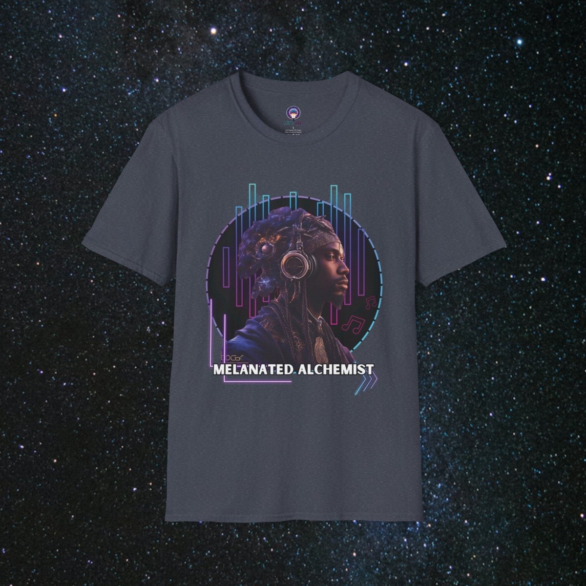NoirAlchemy Glow - Transmute Unisex Softstyle T-Shirt - MindLight Apparel - NoirAlchemy Glow - Transmute Unisex Softstyle T-Shirt - Heather Navy - XS -