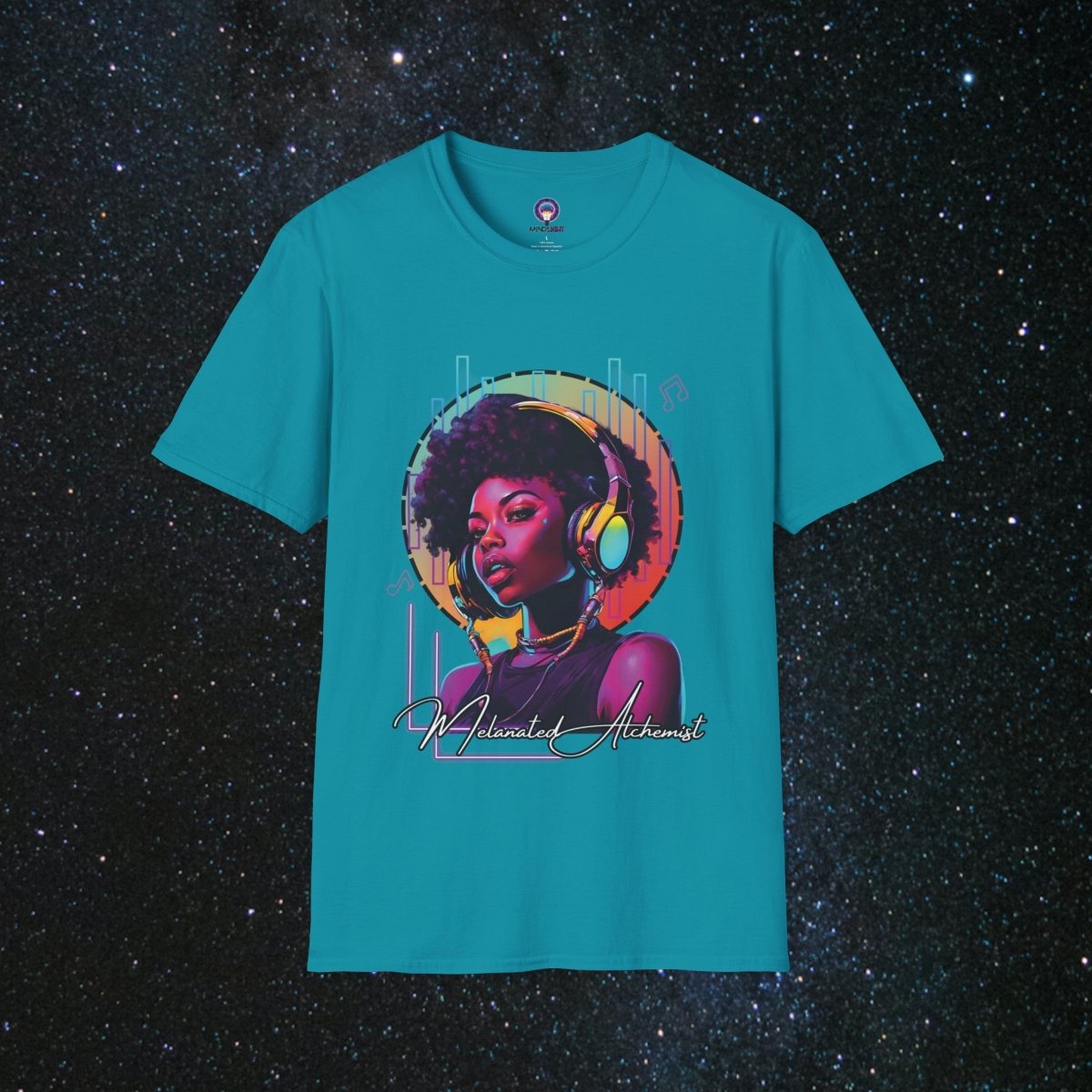 NoirAlchemy Glow - Transmute Women's Softstyle T-Shirt - MindLight Apparel - NoirAlchemy Glow - Transmute Women's Softstyle T-Shirt - Tropical Blue - S -