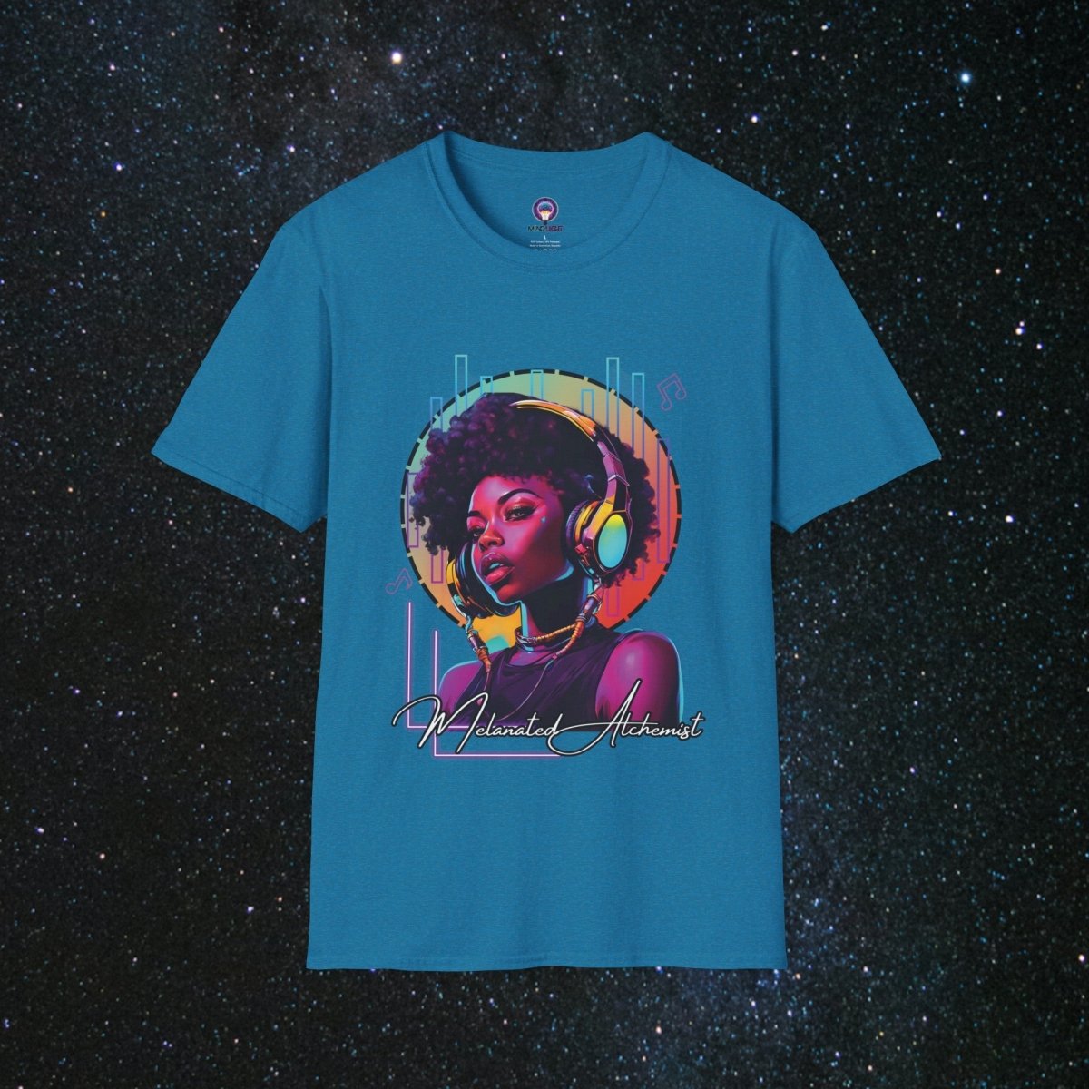 NoirAlchemy Glow - Transmute Women's Softstyle T-Shirt - MindLight Apparel - NoirAlchemy Glow - Transmute Women's Softstyle T-Shirt - Antique Sapphire - S -