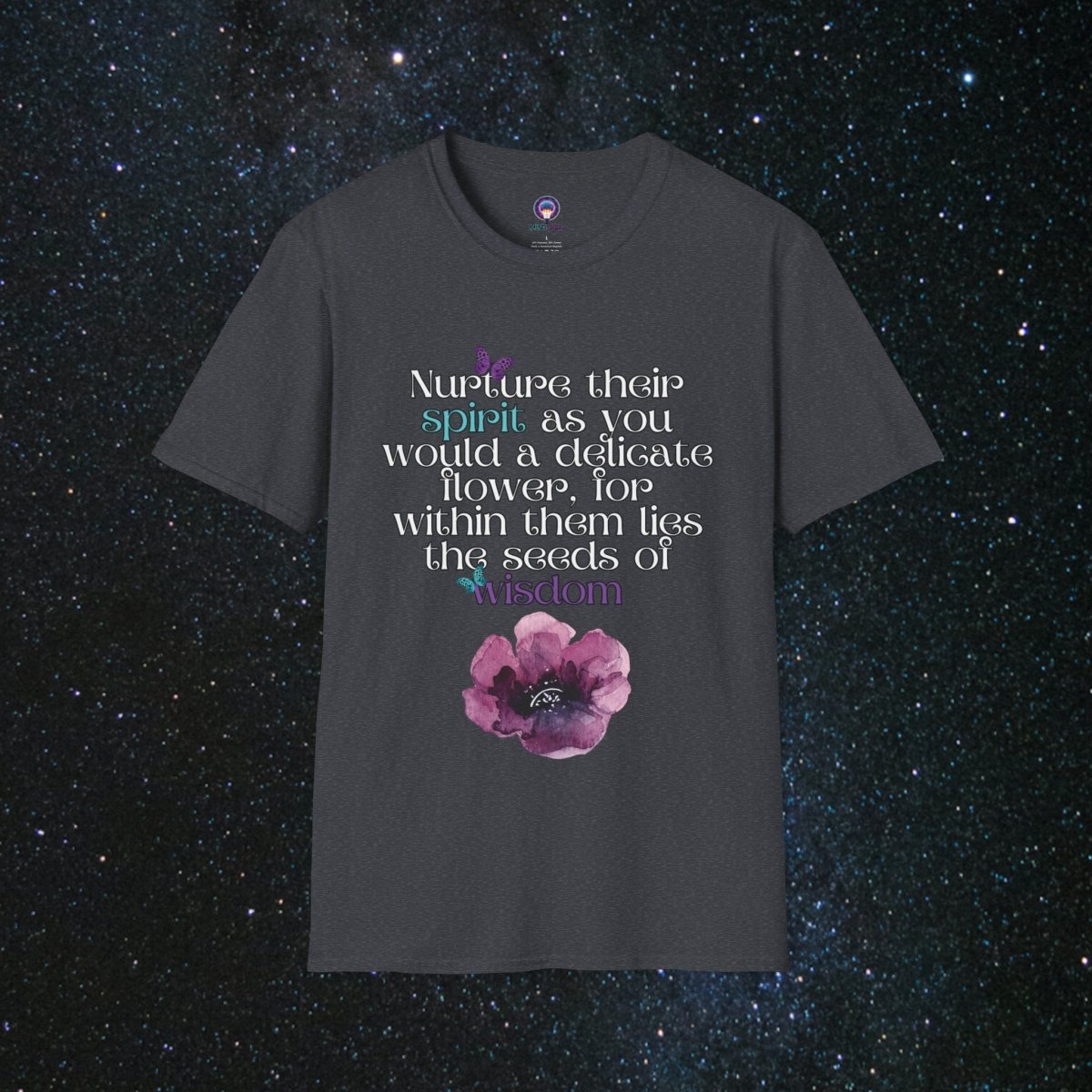 Nurture - Women's Softstyle T-Shirt - MindLight Apparel - Nurture - Women's Softstyle T-Shirt - Dark Heather Grey - S -