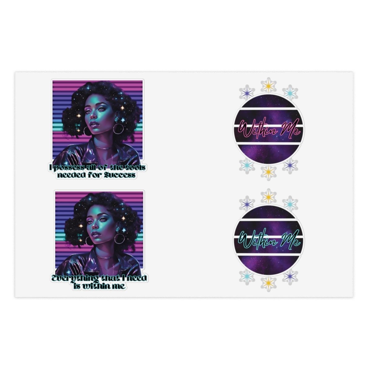 Retro Radiance Sticker Bundle - MindLight Apparel - Retro Radiance Sticker Bundle - 6" × 4" - Die - Cut -