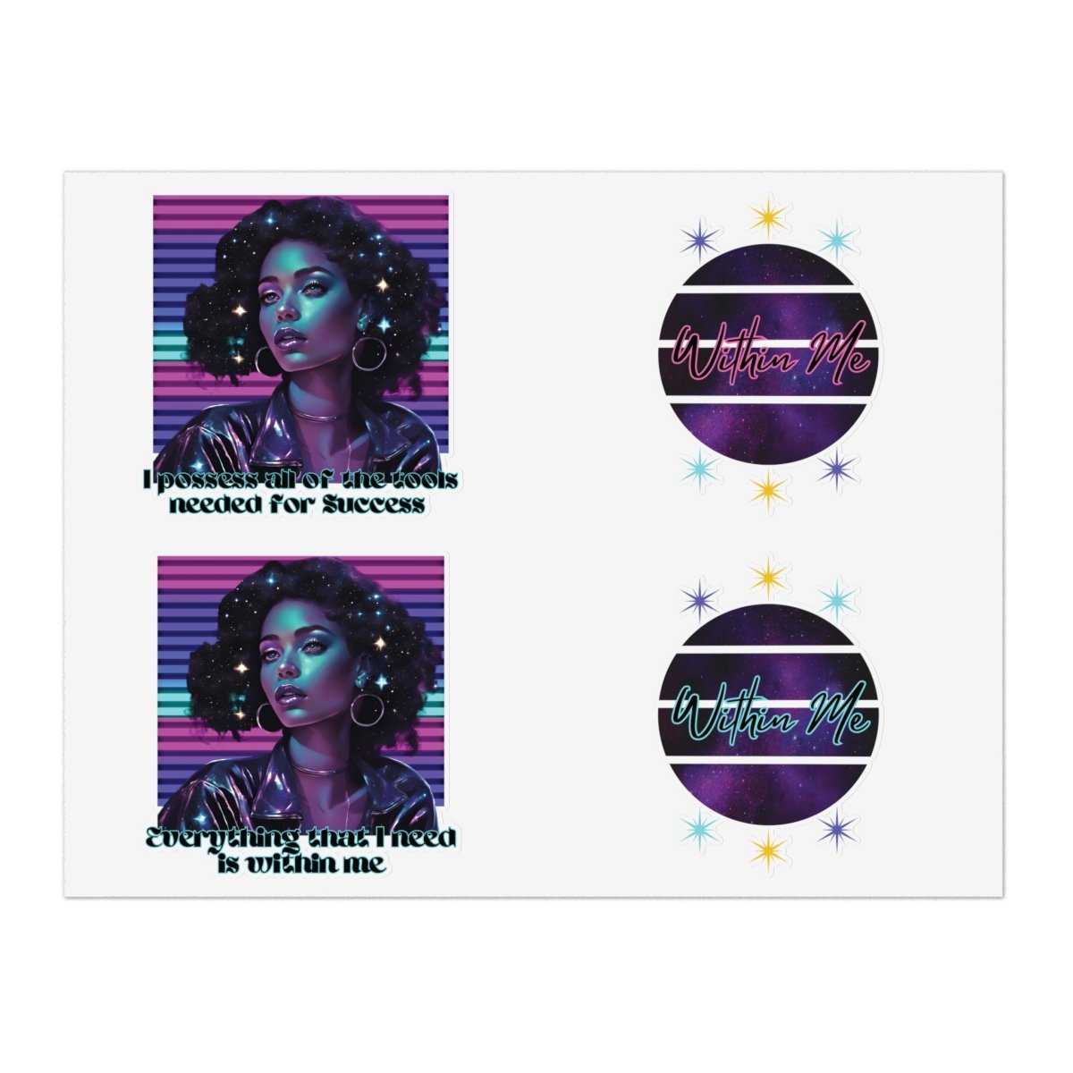 Retro Radiance Sticker Bundle - MindLight Apparel - Retro Radiance Sticker Bundle - 11" × 8.5" - Die - Cut -