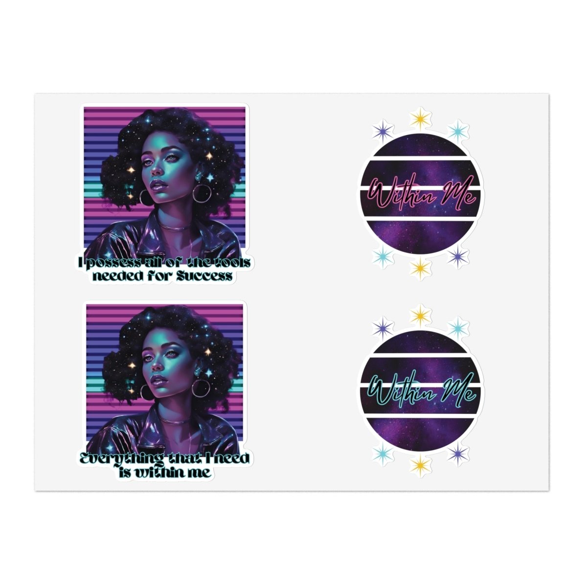 Retro Radiance Sticker Bundle - MindLight Apparel - Retro Radiance Sticker Bundle - 11" × 8.5" - Die - Cut -
