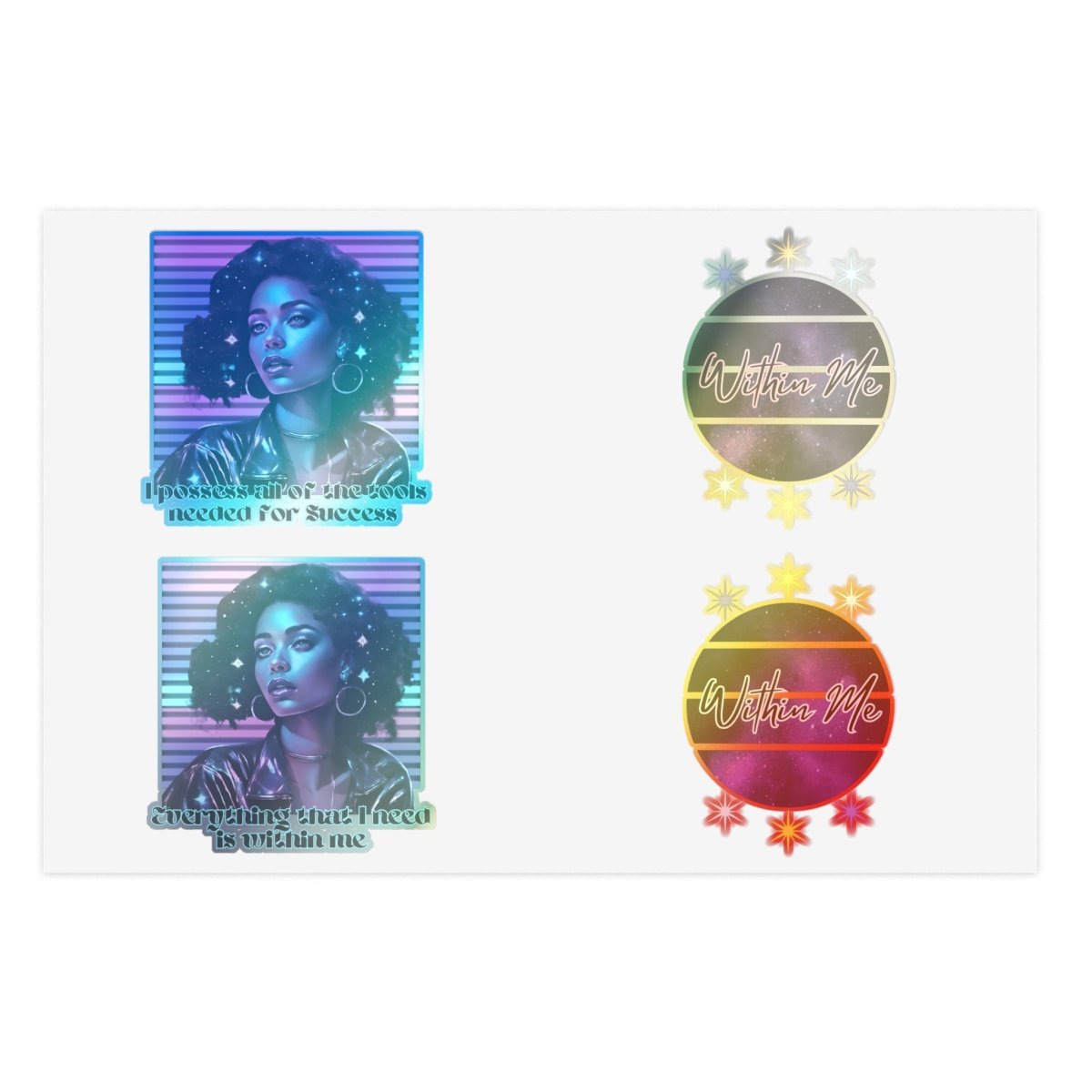 Retro Radiance Sticker Bundle - MindLight Apparel - Retro Radiance Sticker Bundle - 6" × 4" - Die - Cut -