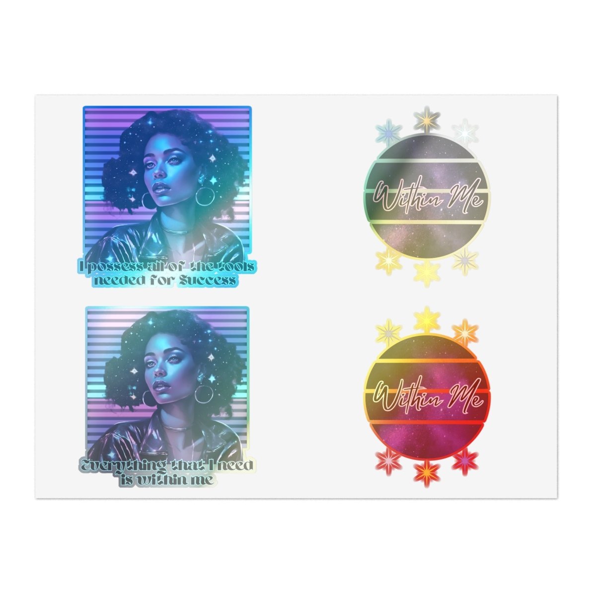 Retro Radiance Sticker Bundle - MindLight Apparel - Retro Radiance Sticker Bundle - 11" × 8.5" - Die - Cut -