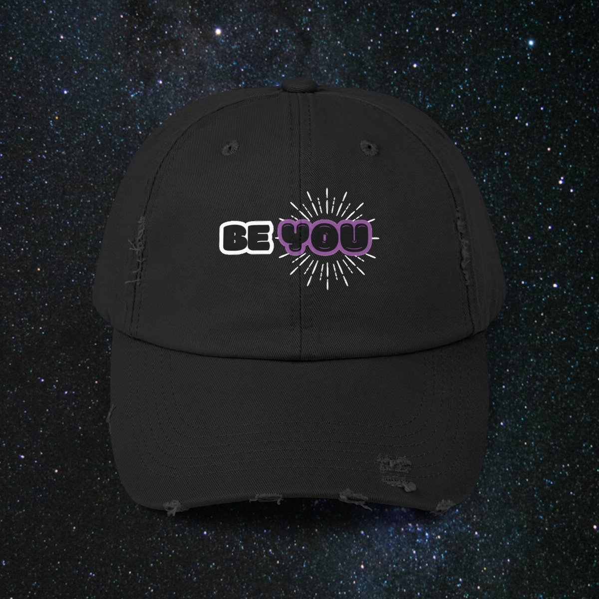 Shine Bright Unisex Distressed Cap - MindLight Apparel - Shine Bright Unisex Distressed Cap - Black - One size -