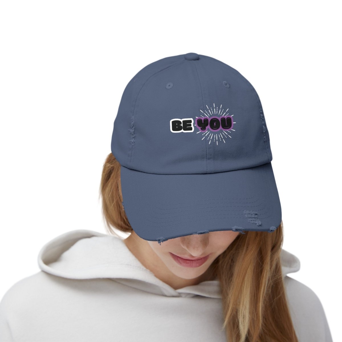 Shine Bright Unisex Distressed Cap - MindLight Apparel - Shine Bright Unisex Distressed Cap - Scotland Blue - One size -