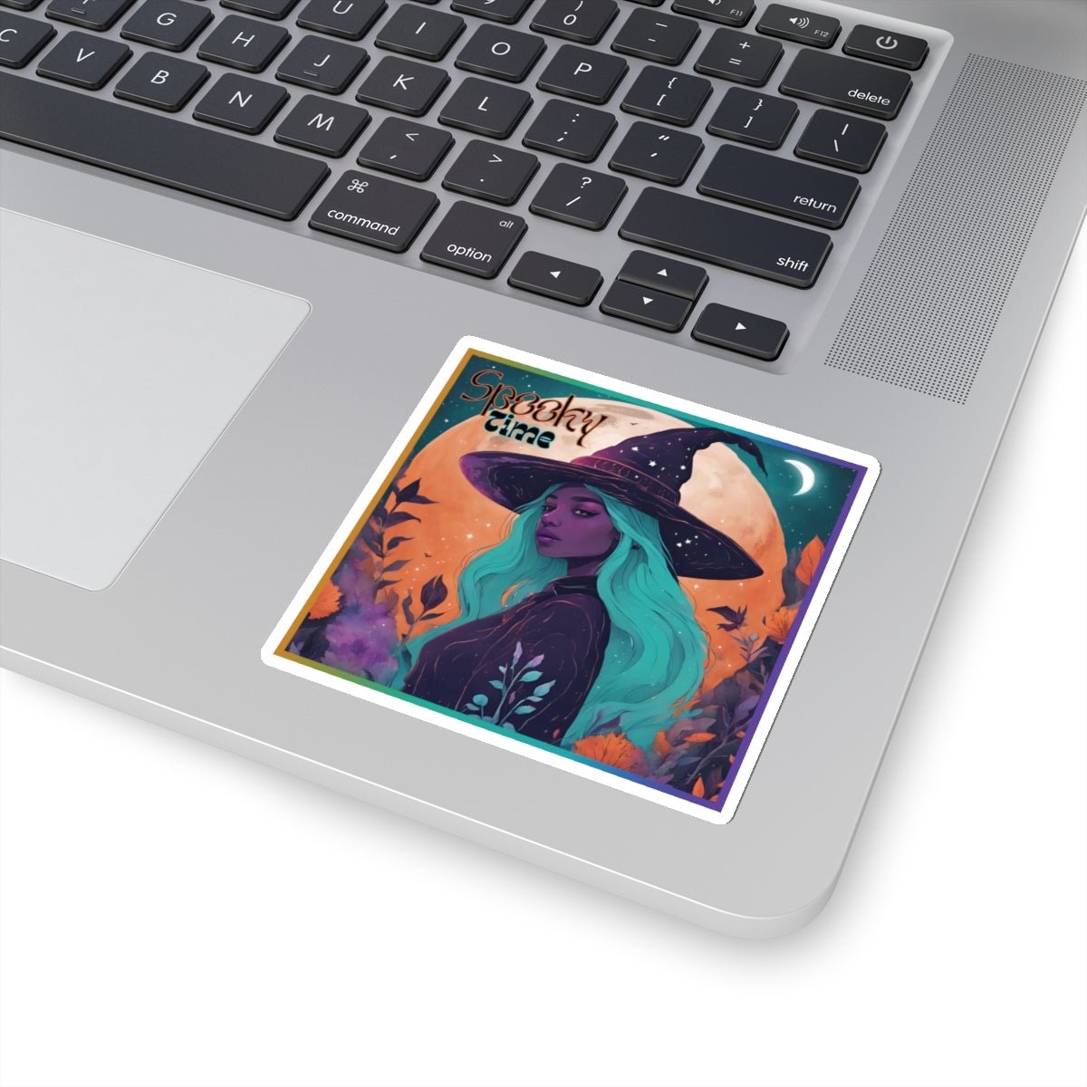 Spooky Time Purple Witch Stickers - MindLight Apparel - Spooky Time Purple Witch Stickers - 6" × 6" - White -