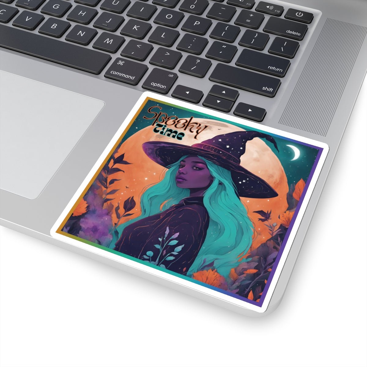 Spooky Time Purple Witch Stickers - MindLight Apparel - Spooky Time Purple Witch Stickers - 6" × 6" - White -