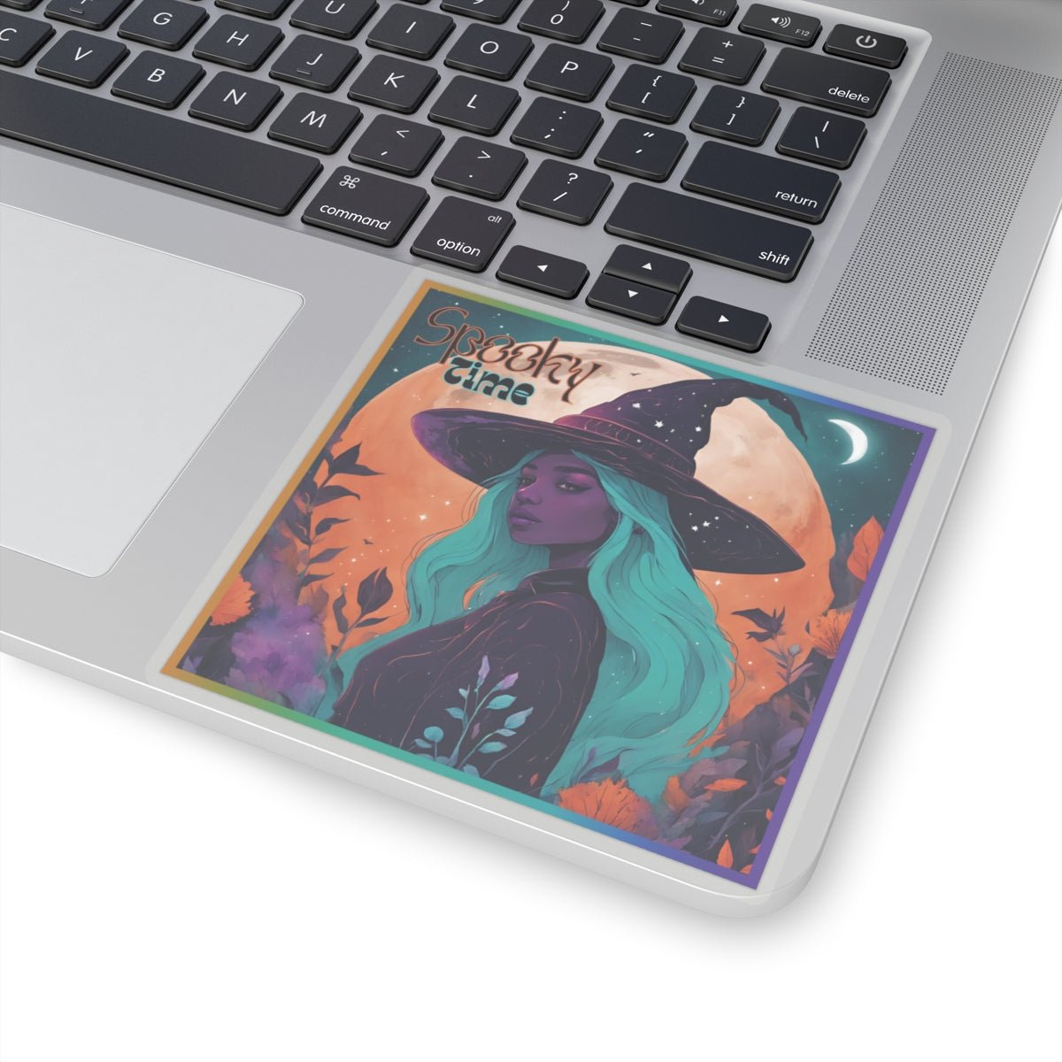 Spooky Time Purple Witch Stickers - MindLight Apparel - Spooky Time Purple Witch Stickers - 6" × 6" - White -