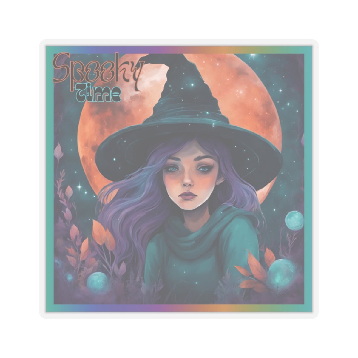 Spooky Time Witch Stickers - MindLight Apparel - Spooky Time Witch Stickers - 3" × 3" - Transparent -