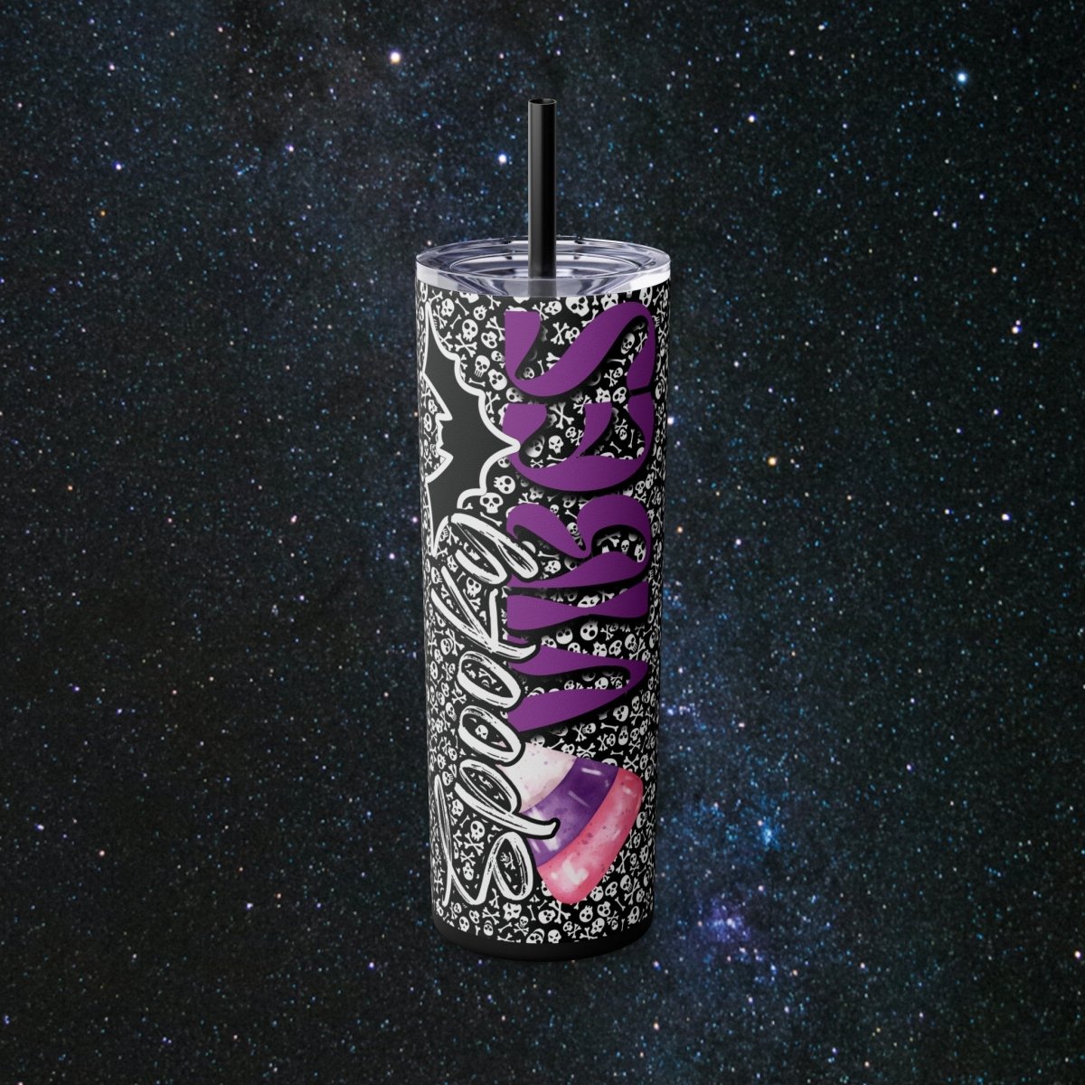 Spooky Vibes Noir Glossy Tumbler - MindLight Apparel - Spooky Vibes Noir Glossy Tumbler - Matte - Black -