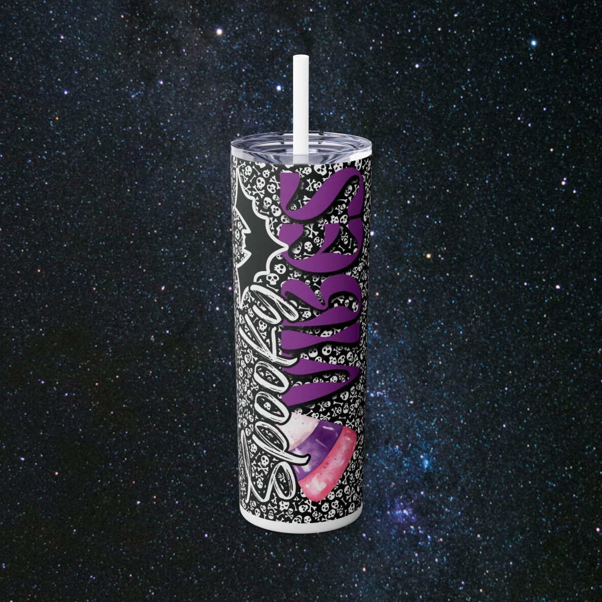 Spooky Vibes Noir Glossy Tumbler - MindLight Apparel - Spooky Vibes Noir Glossy Tumbler - Glossy - White -