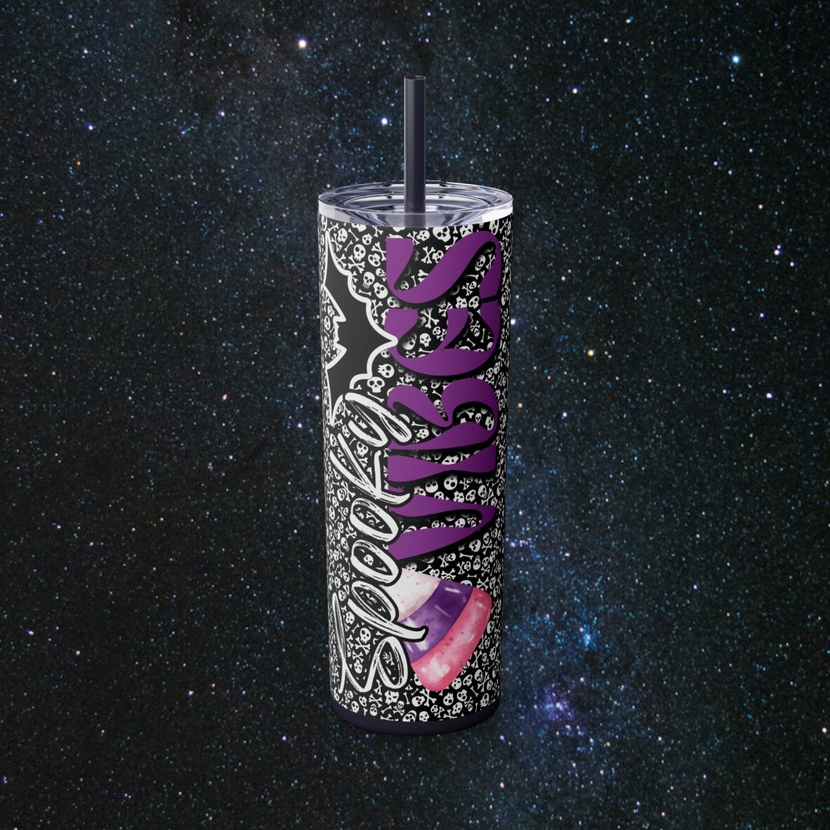 Spooky Vibes Noir Glossy Tumbler - MindLight Apparel - Spooky Vibes Noir Glossy Tumbler - Glossy - Midnight -