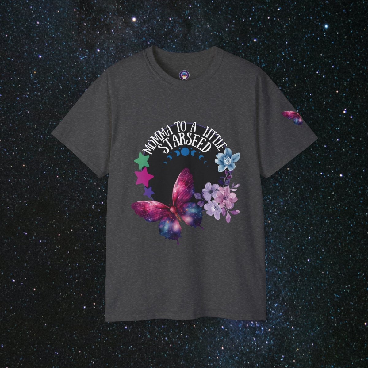 Starseed Momma Women's Cotton Tee - MindLight Apparel - Starseed Momma Women's Cotton Tee - Dark Heather - S -