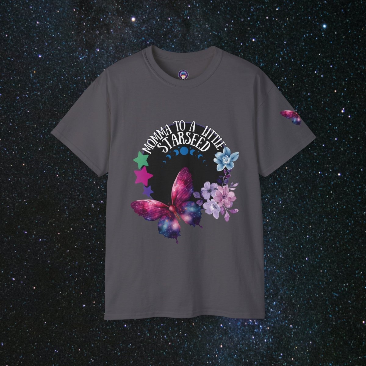 Starseed Momma Women's Cotton Tee - MindLight Apparel - Starseed Momma Women's Cotton Tee - Charcoal - S -