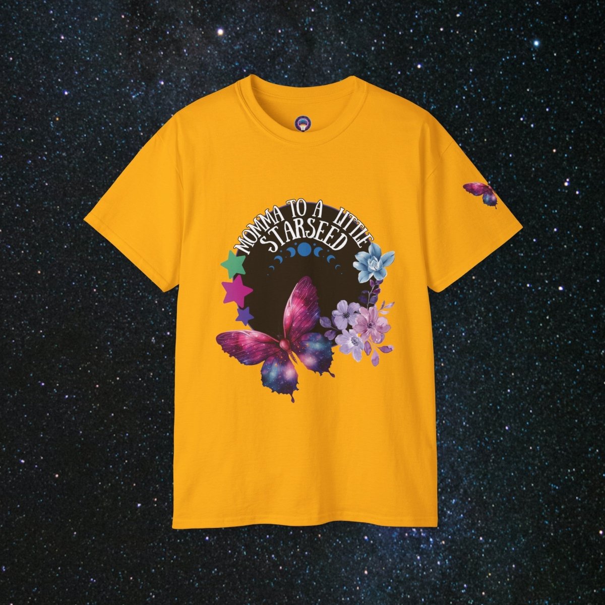Starseed Momma Women's Cotton Tee - MindLight Apparel - Starseed Momma Women's Cotton Tee - Gold - S -