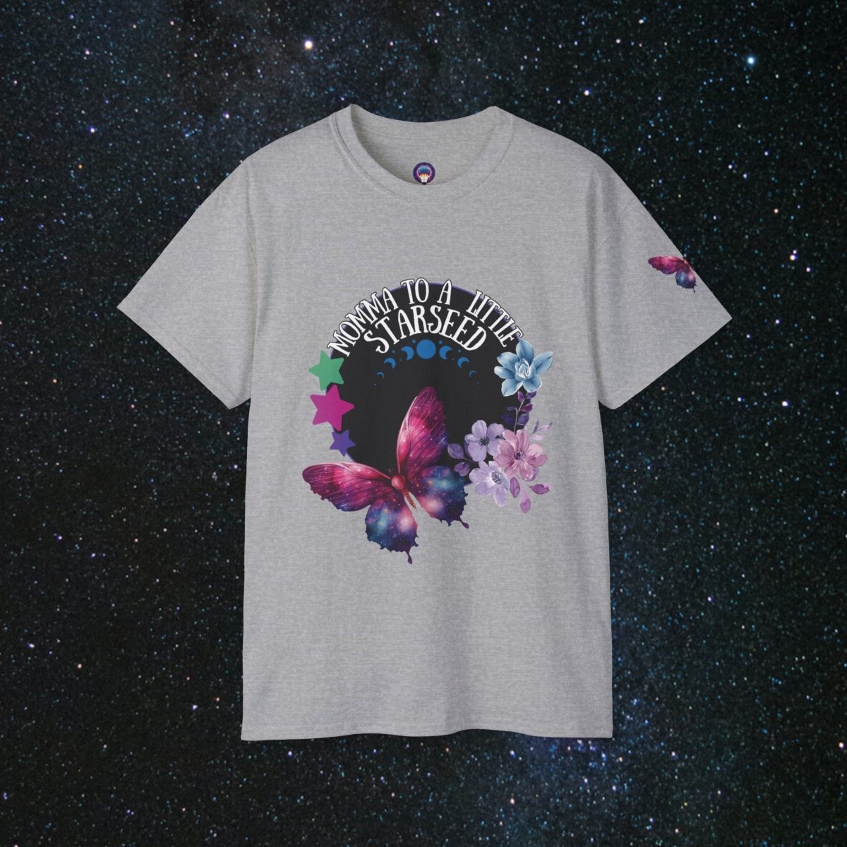 Starseed Momma Women's Cotton Tee - MindLight Apparel - Starseed Momma Women's Cotton Tee - Sport Grey - S -