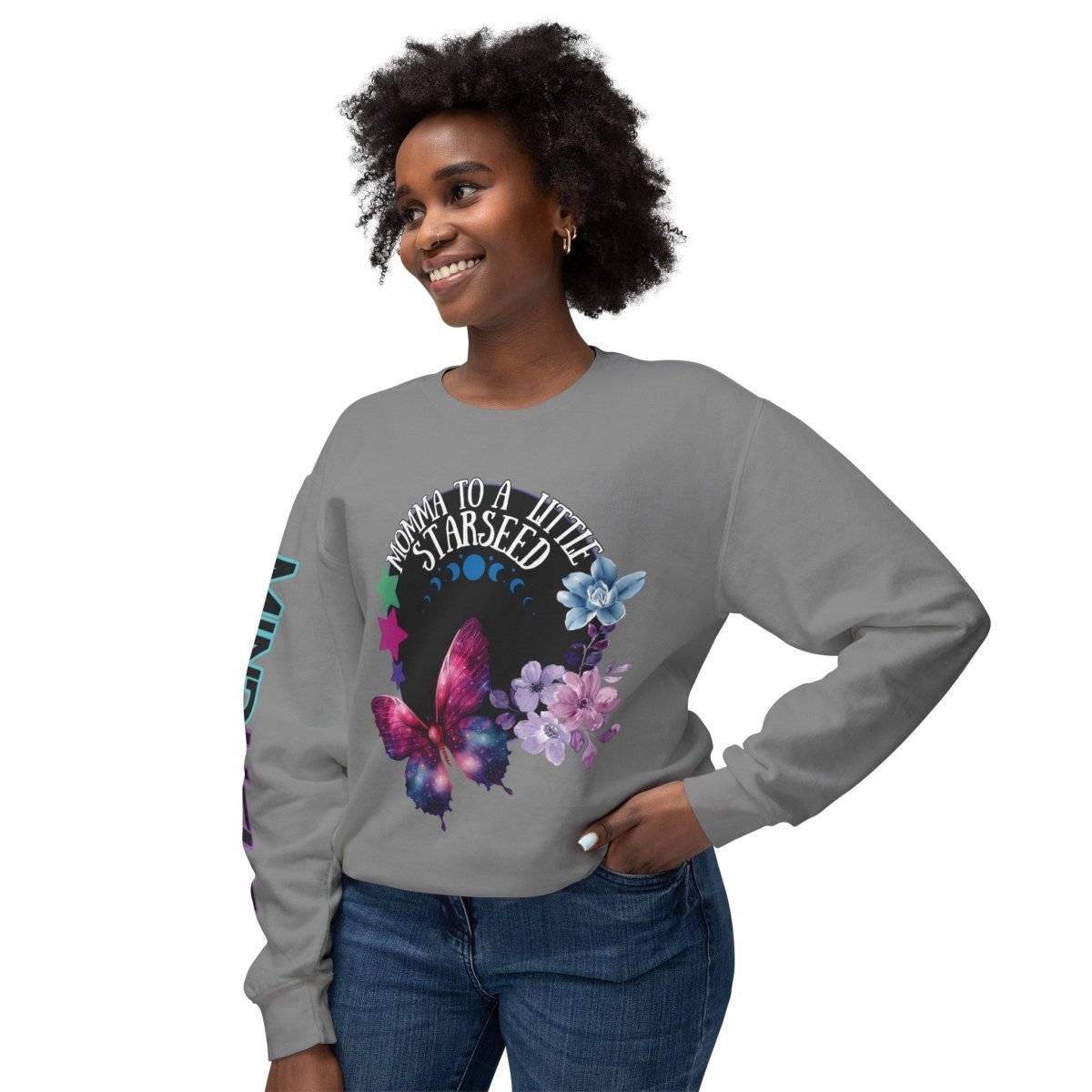 Starseed Momma Womens Long Sleeve Tee - MindLight Apparel - Starseed Momma Womens Long Sleeve Tee - Neon Violet - S -
