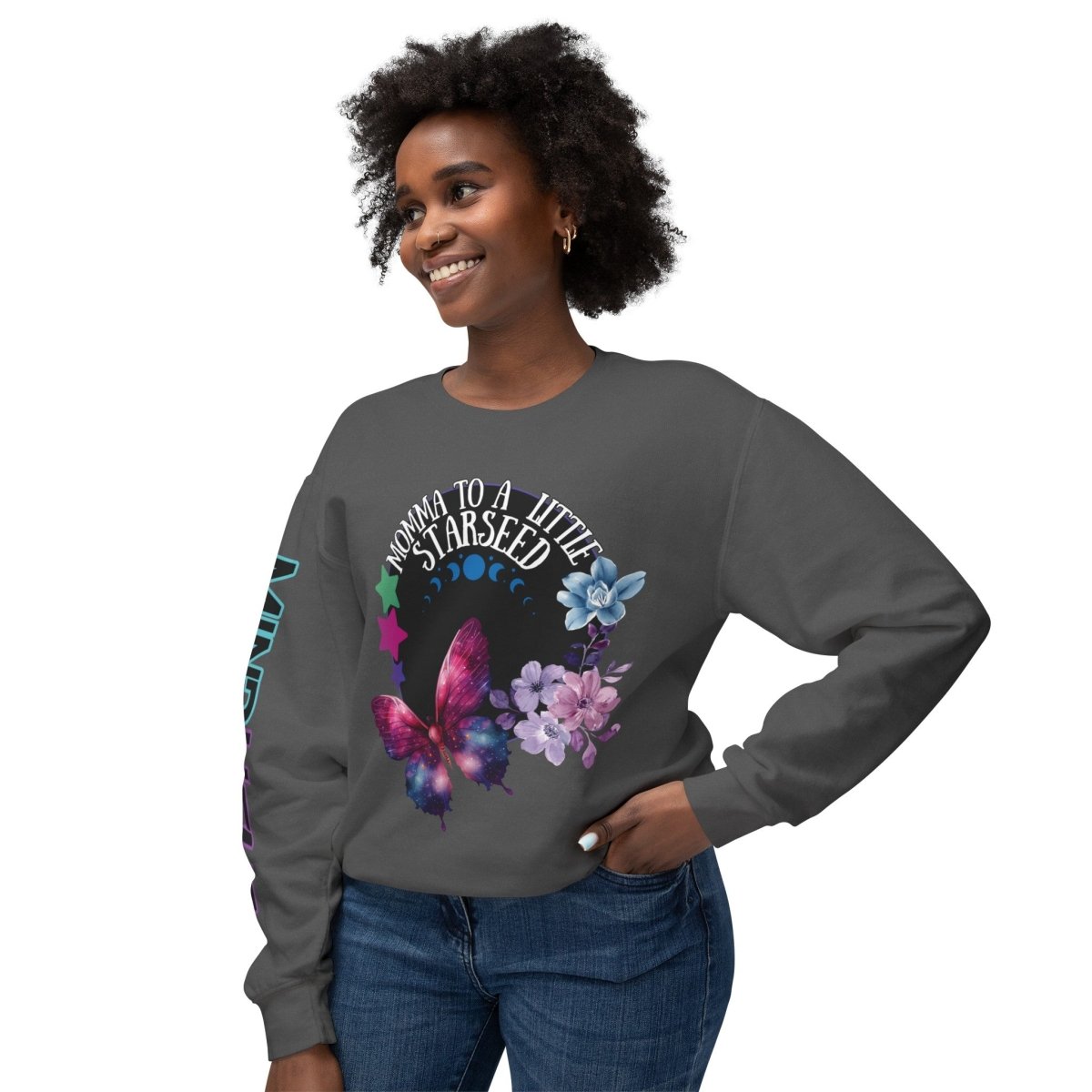 Starseed Momma Womens Long Sleeve Tee - MindLight Apparel - Starseed Momma Womens Long Sleeve Tee - Neon Violet - S -