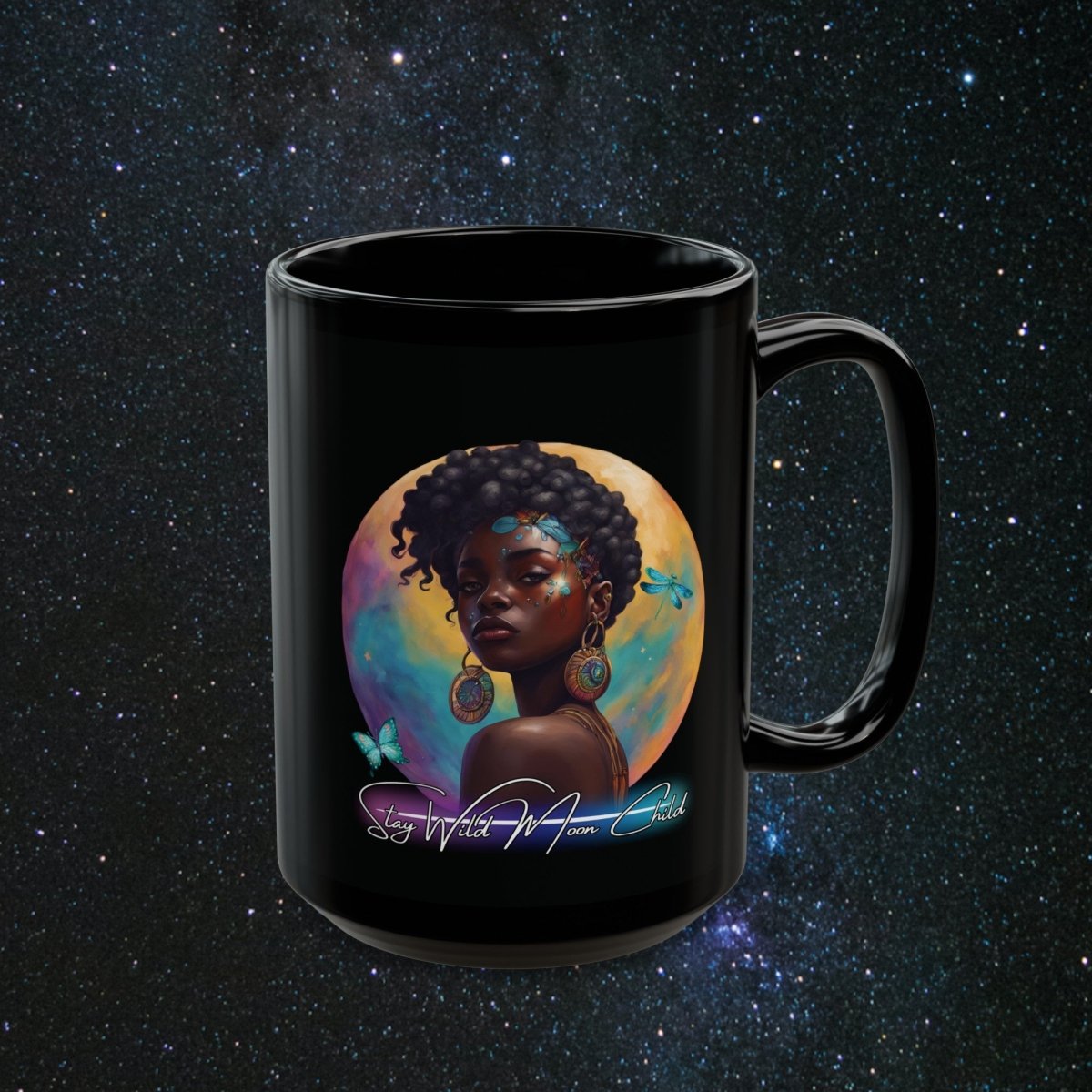 Stay Wild Moon Child - Noir Black Mug - MindLight Apparel - Stay Wild Moon Child - Noir Black Mug - 15oz - -