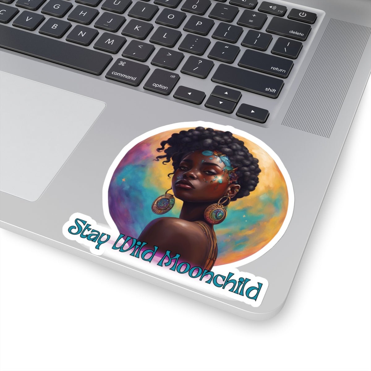 Stay Wild Moon Child - Noir Stickers - MindLight Apparel - Stay Wild Moon Child - Noir Stickers - 6" × 6" - White -
