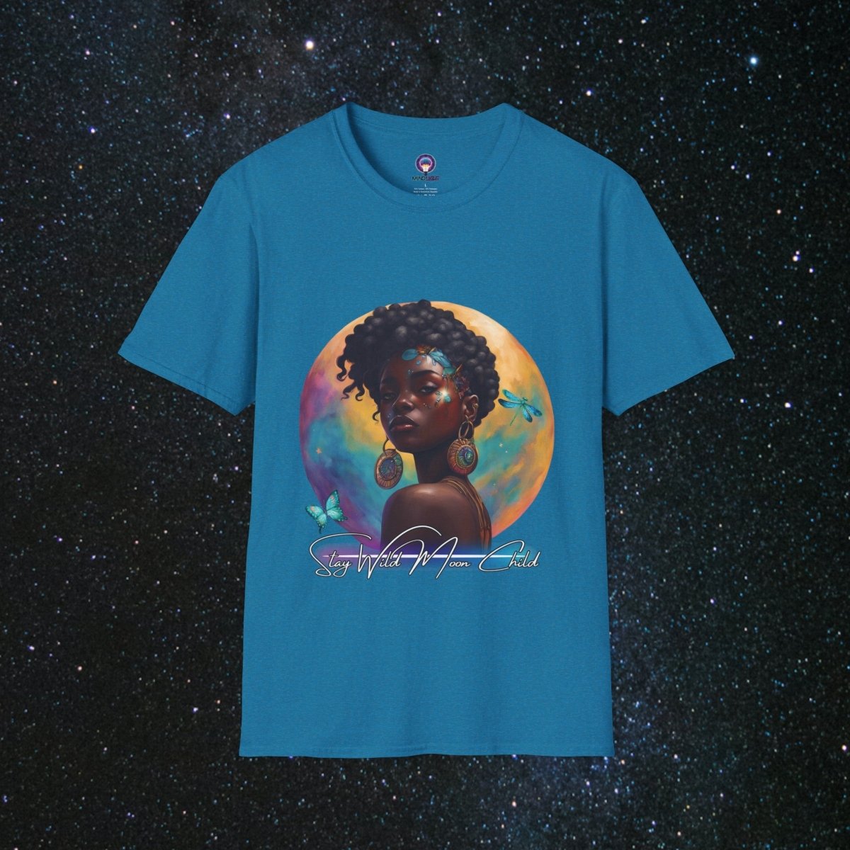 Stay Wild Moon Child - Noir Women's Softstyle T-Shirt - MindLight Apparel - Stay Wild Moon Child - Noir Women's Softstyle T-Shirt - Antique Sapphire - S -