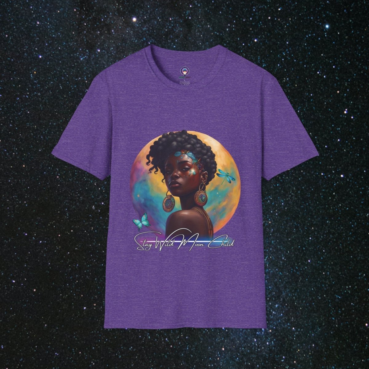 Stay Wild Moon Child - Noir Women's Softstyle T-Shirt - MindLight Apparel - Stay Wild Moon Child - Noir Women's Softstyle T-Shirt - Heather Purple - S -