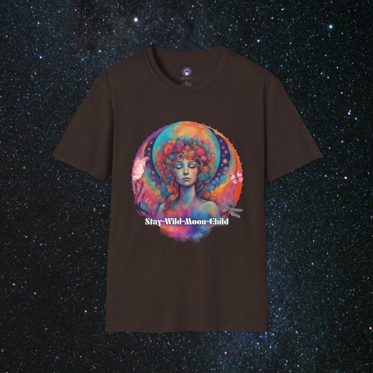 Stay Wild Moon Child Women's Softstyle T-Shirt - MindLight Apparel - Stay Wild Moon Child Women's Softstyle T-Shirt - Dark Chocolate - S -