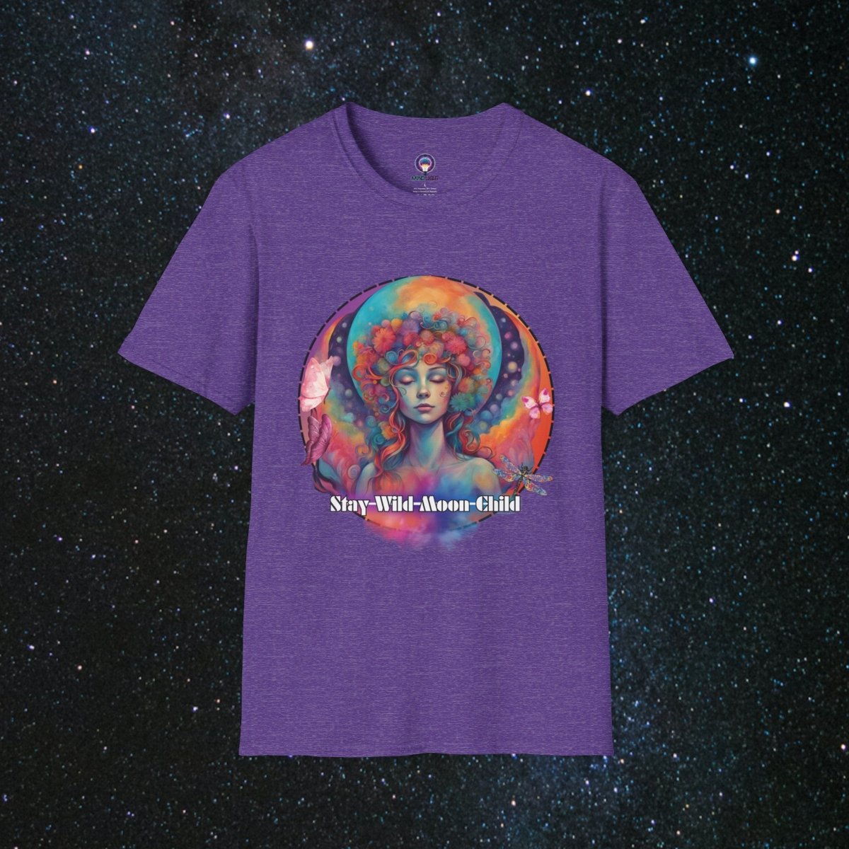 Stay Wild Moon Child Women's Softstyle T-Shirt - MindLight Apparel - Stay Wild Moon Child Women's Softstyle T-Shirt - Heather Purple - S -