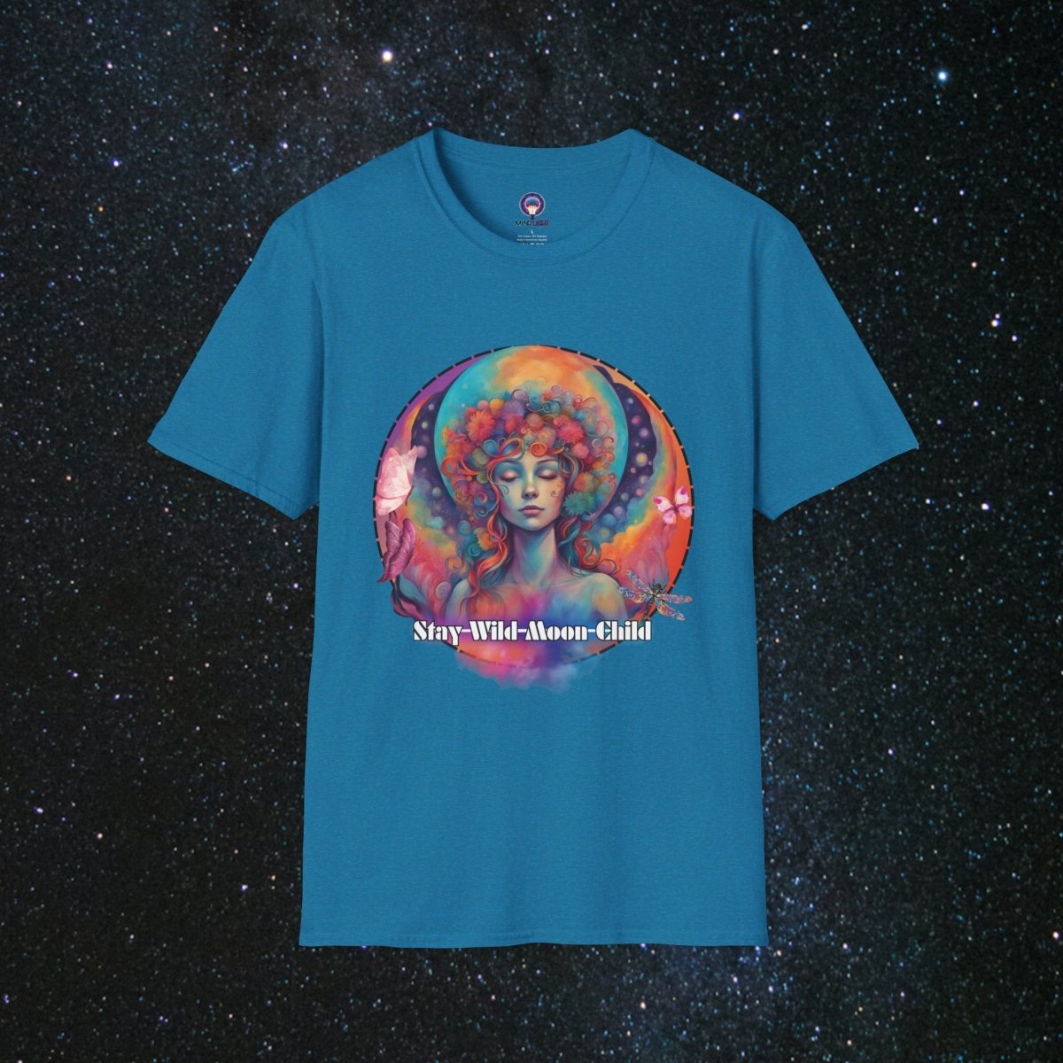 Stay Wild Moon Child Women's Softstyle T-Shirt - MindLight Apparel - Stay Wild Moon Child Women's Softstyle T-Shirt - Antique Sapphire - S -