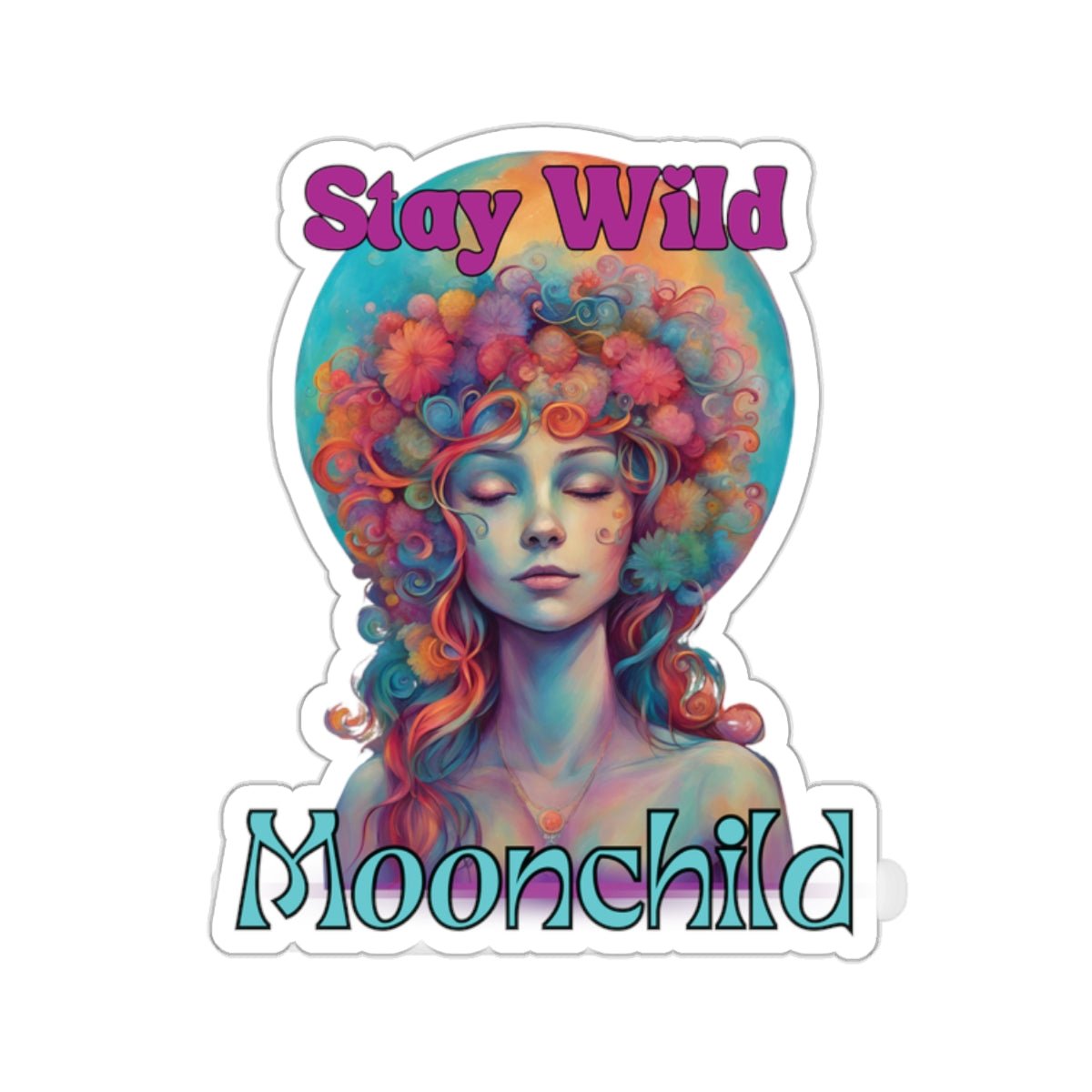 Stay Wild Moonchild Stickers - MindLight Apparel - Stay Wild Moonchild Stickers - 2" × 2" - White -