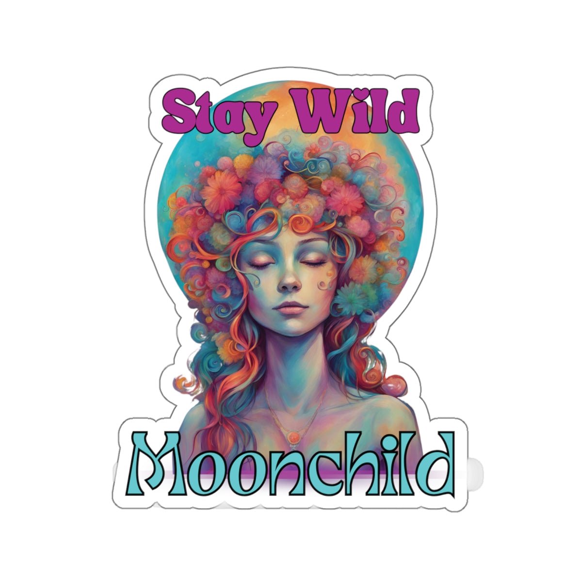 Stay Wild Moonchild Stickers - MindLight Apparel - Stay Wild Moonchild Stickers - 6" × 6" - White -