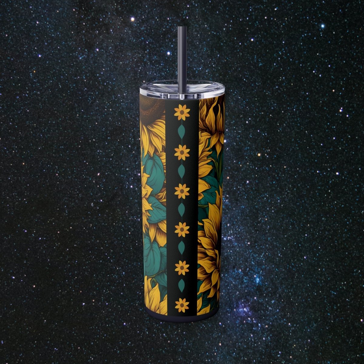 Sunflower Vibes Glossy Tumbler - MindLight Apparel - Sunflower Vibes Glossy Tumbler - Matte - Black -