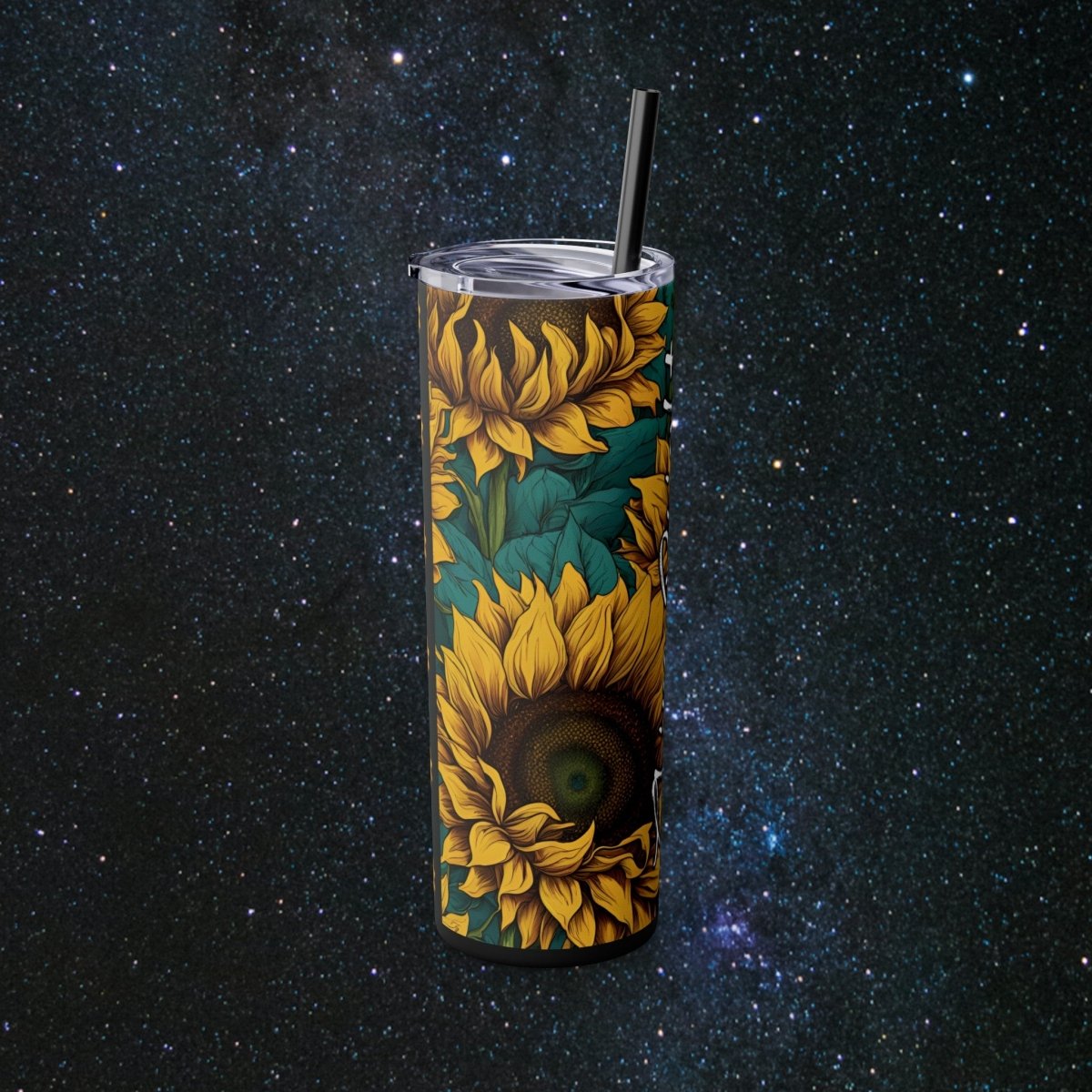 Sunflower Vibes Glossy Tumbler - MindLight Apparel - Sunflower Vibes Glossy Tumbler - Matte - Black -