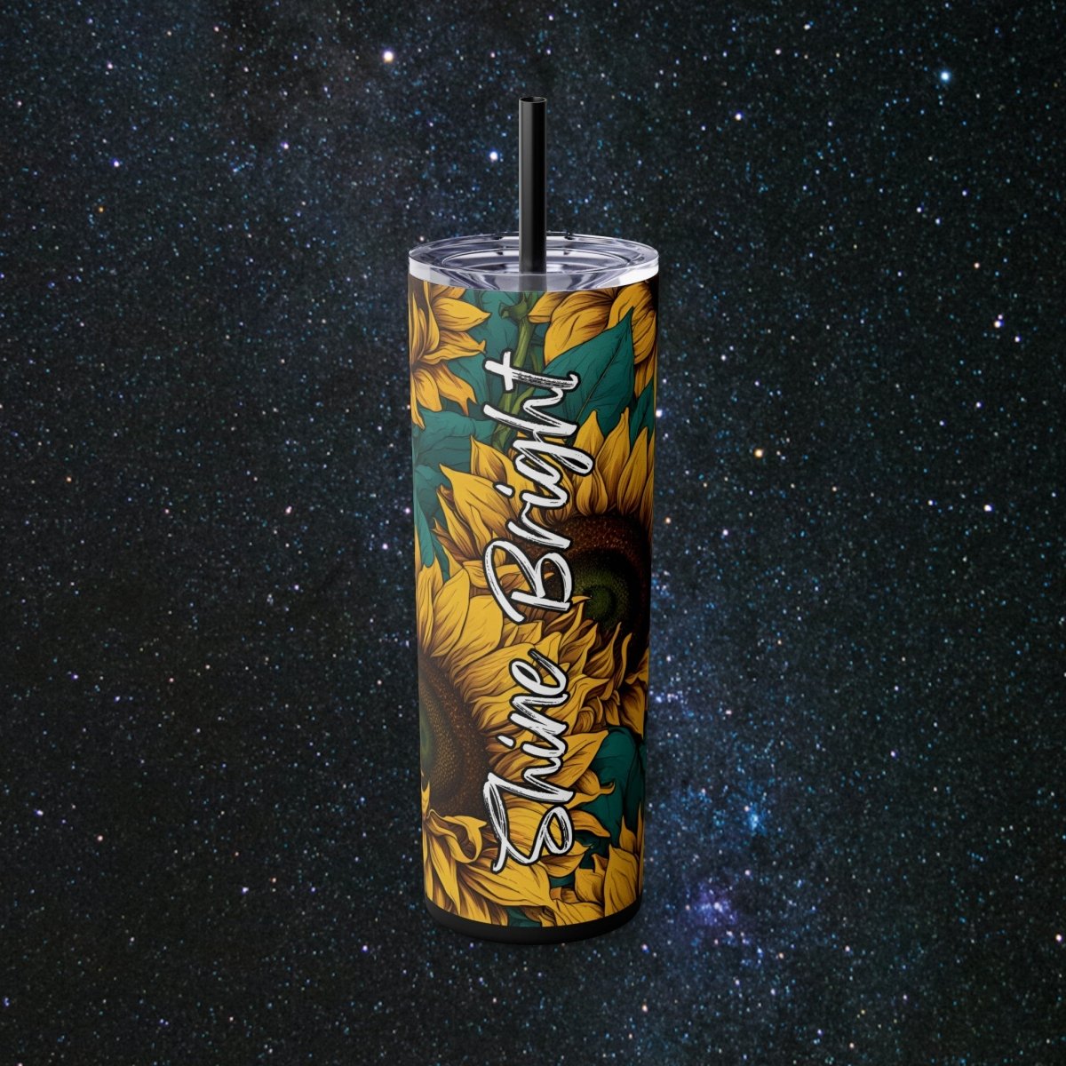 Sunflower Vibes Glossy Tumbler - MindLight Apparel - Sunflower Vibes Glossy Tumbler - Matte - Black -