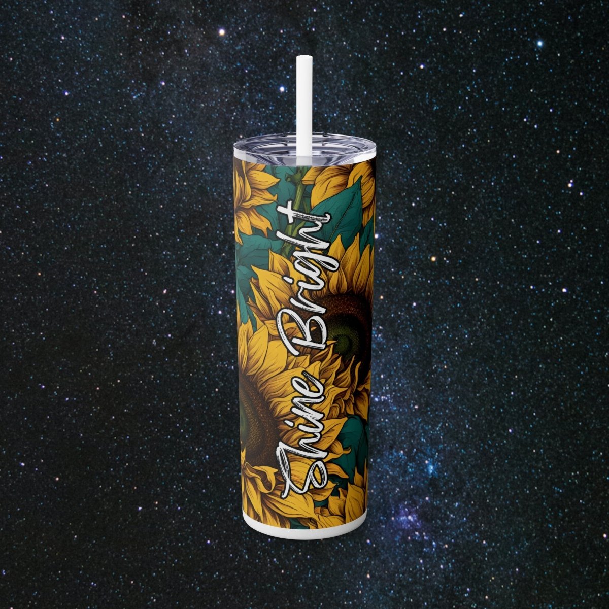 Sunflower Vibes Glossy Tumbler - MindLight Apparel - Sunflower Vibes Glossy Tumbler - Glossy - Glitter Moonrock -